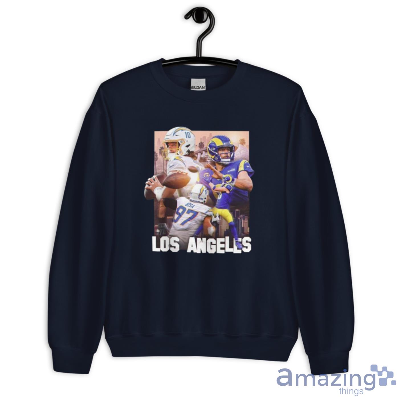 Team Apparel Youth Los Angeles Rams Crew Neck Long Sleeve T-Shirt, Navy,  Small 8