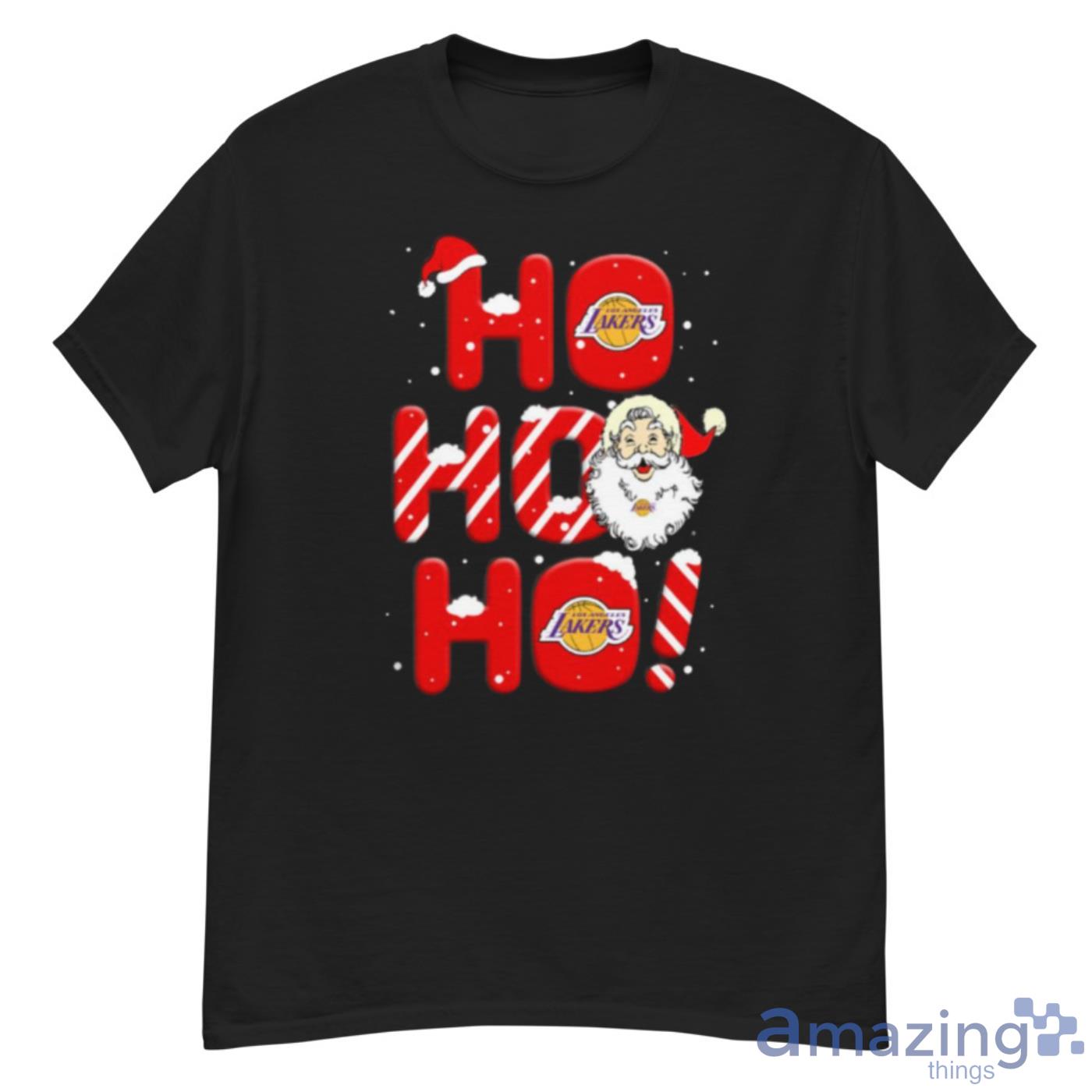 Los Angeles Lakers NBA Basketball Ho Ho Ho Santa Claus Merry Christmas Shirt - G500 Men’s Classic T-Shirt