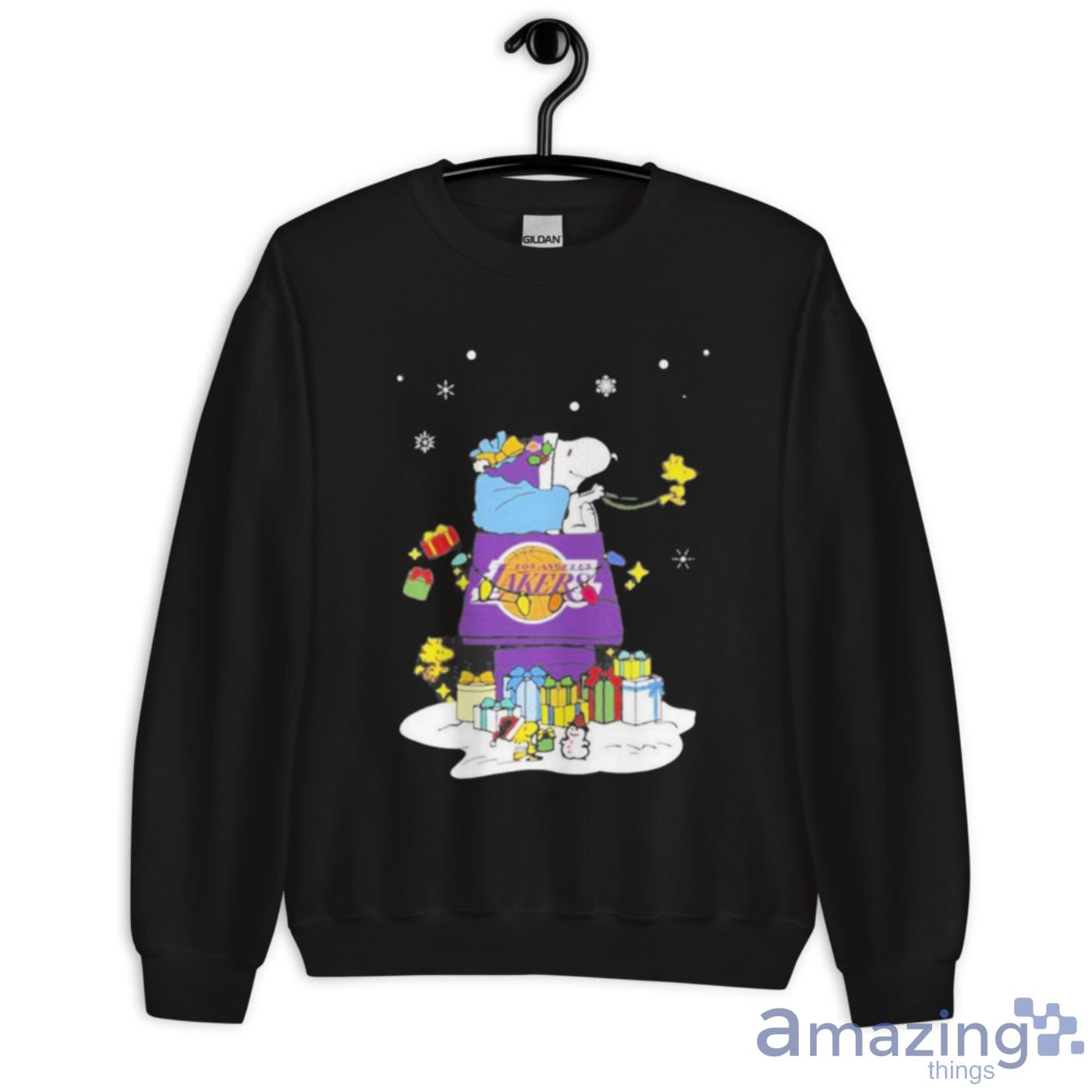 Los Angeles Lakers Santa Snoopy Wish You A Merry Christmas 2022 Shirt image Los Angeles Lakers Santa Snoopy Wish You A Merry Christmas 2022 Shirt - Unisex Crewneck Sweatshirt