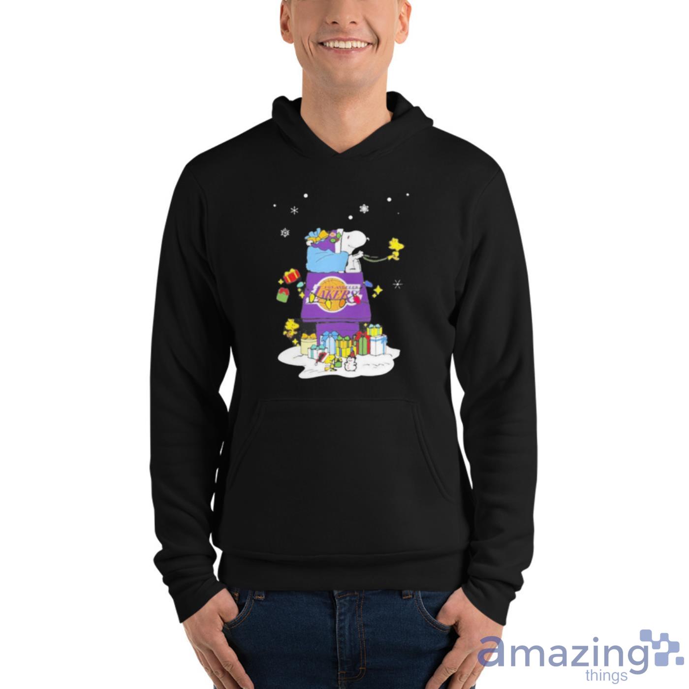 Los Angeles Lakers Santa Snoopy Wish You A Merry Christmas 2022 Shirt image Los Angeles Lakers Santa Snoopy Wish You A Merry Christmas 2022 Shirt - Unisex Fleece Pullover Hoodie