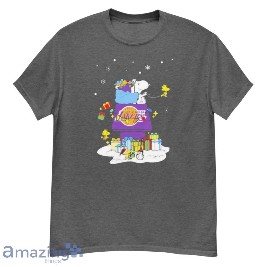 Los Angeles Lakers Santa Snoopy Wish You A Merry Christmas Shirt - G500 Men’s Classic T-Shirt-1