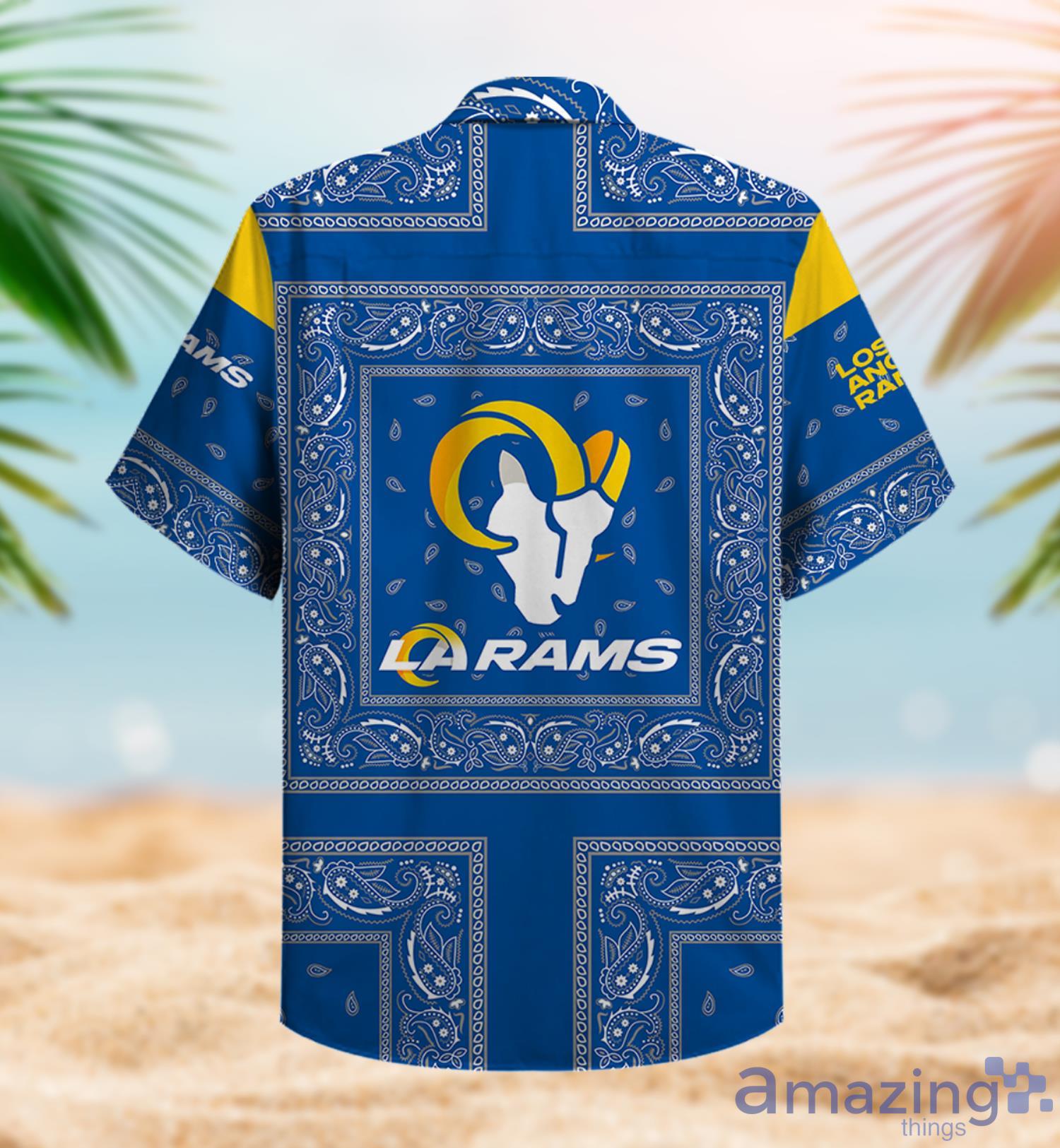 Los Angeles Rams Bandana Pattern La Rams Hawaiian Shirt For Fans image Los Angeles Rams Bandana Pattern La Rams Hawaiian Shirt For Fans Product Photo 3