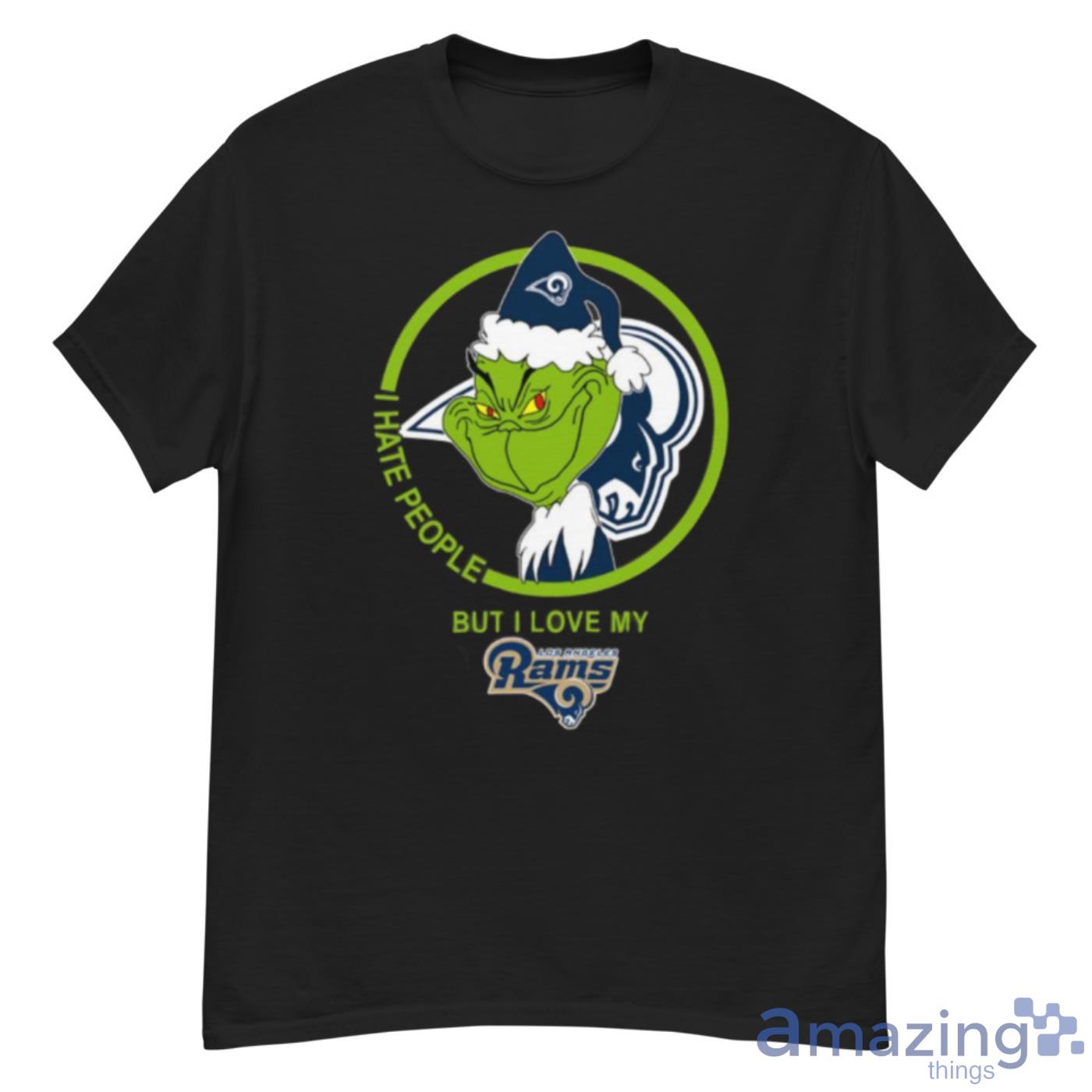 Los Angeles Rams NFL Christmas Grinch I Hate People But I Love My Favorite Football Team Shirt - G500 Men’s Classic T-Shirt