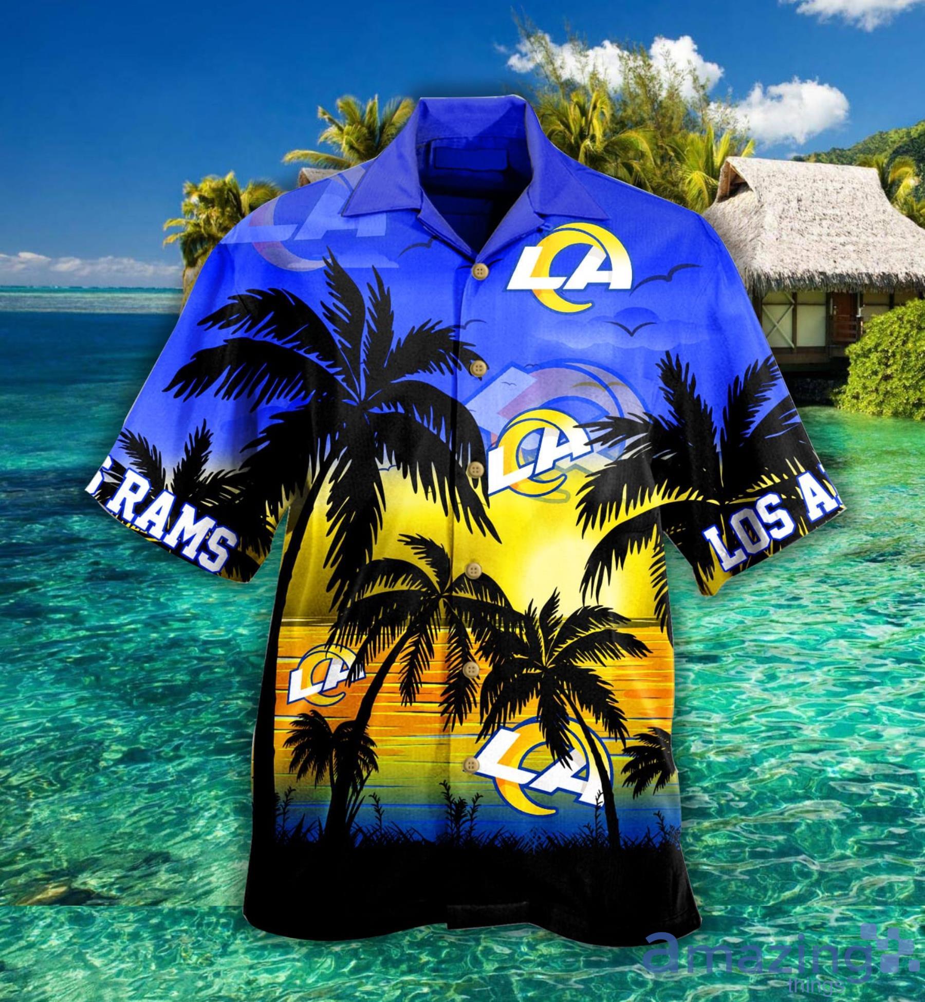 Los Angeles Rams NFL Mens Tropical Sunset Button Up Shirt