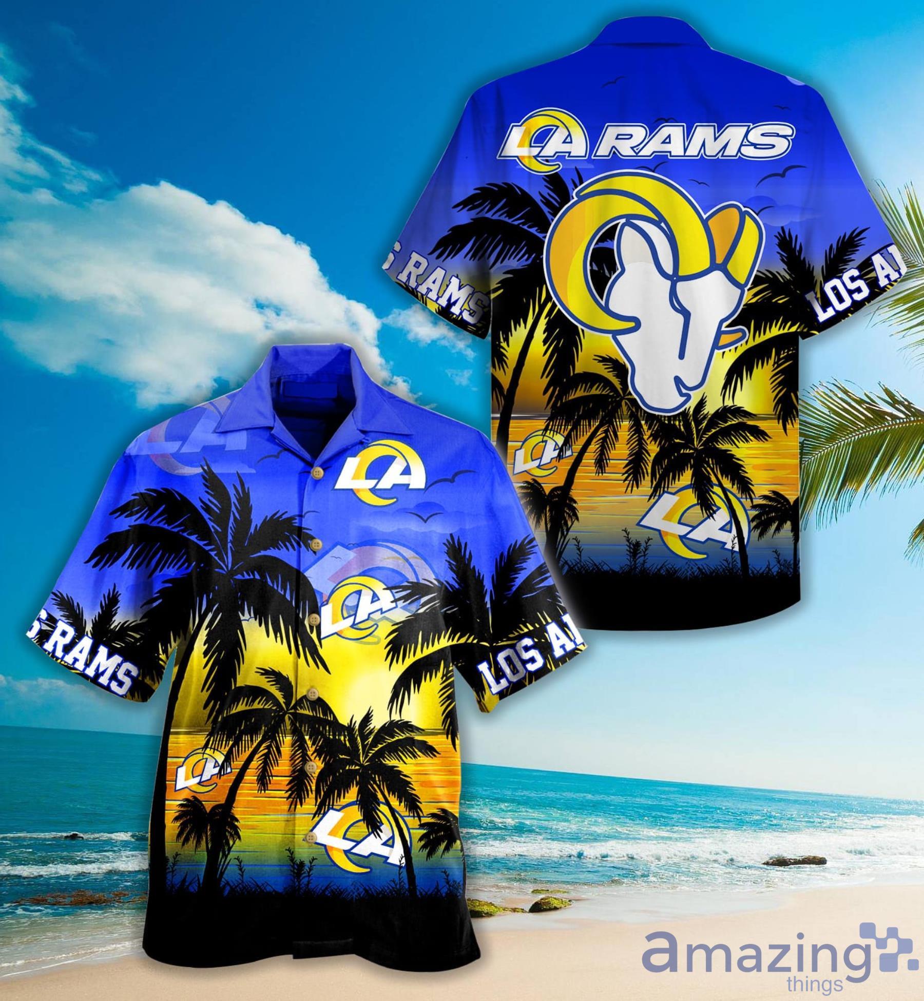 Los Angeles Rams NFL Mens Tropical Sunset Button Up Shirt