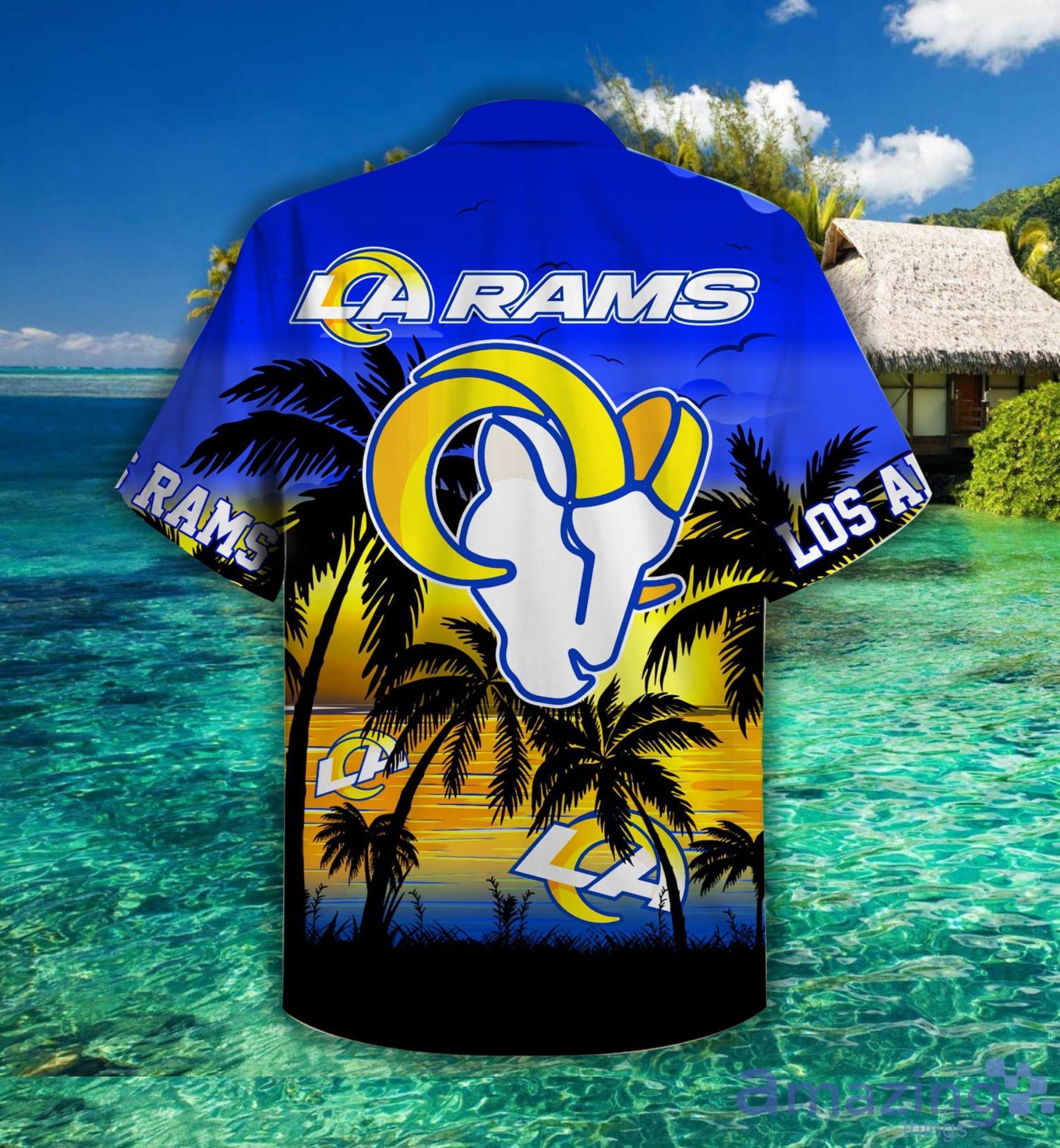 Los Angeles Rams Nfl Palm Sunset Hawaiian Shirt For Fans Product Photo 1
