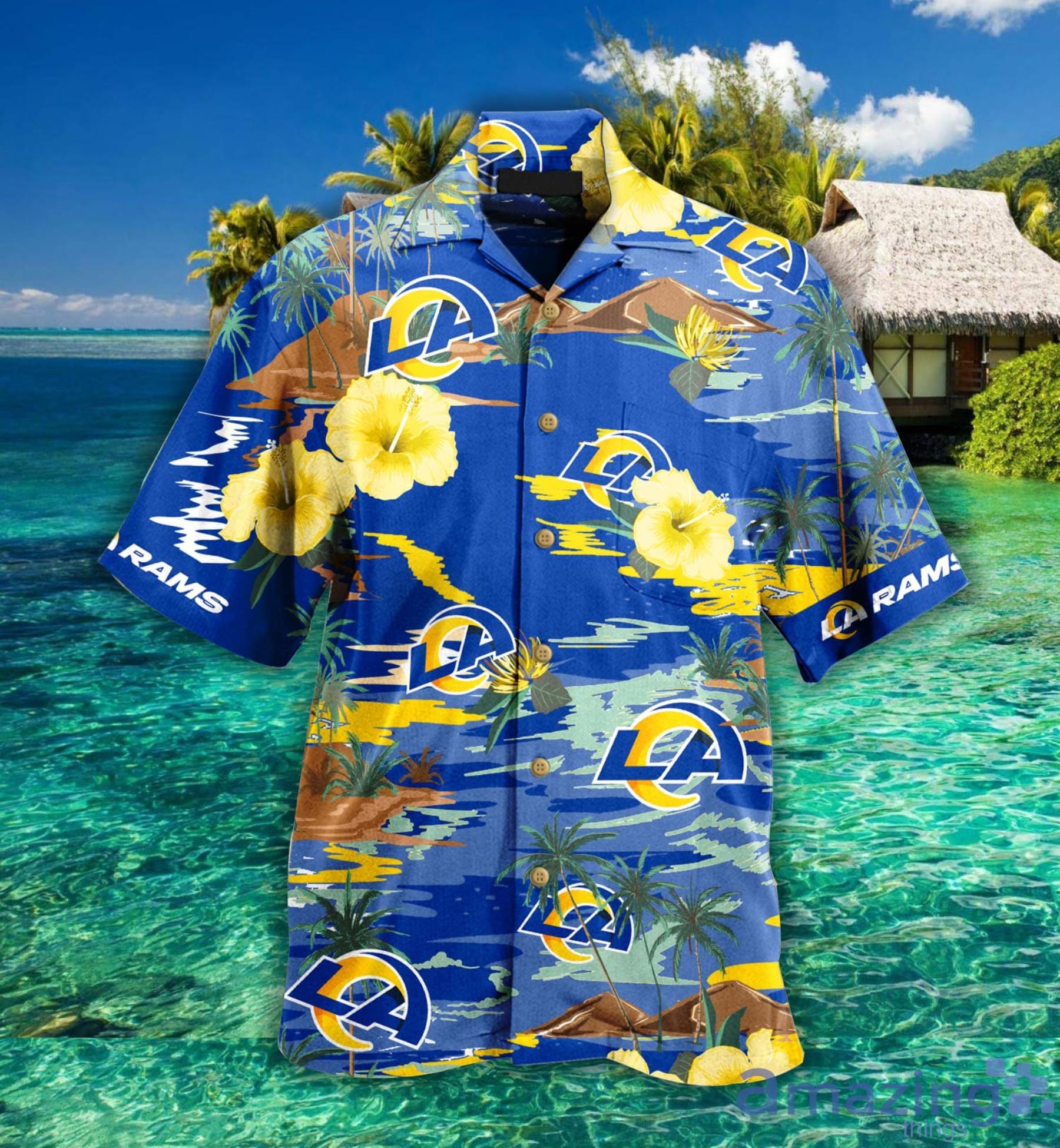 Los Angeles Rams Sea Palm Flower Hawaiian Shirt For Fans Product Photo 1