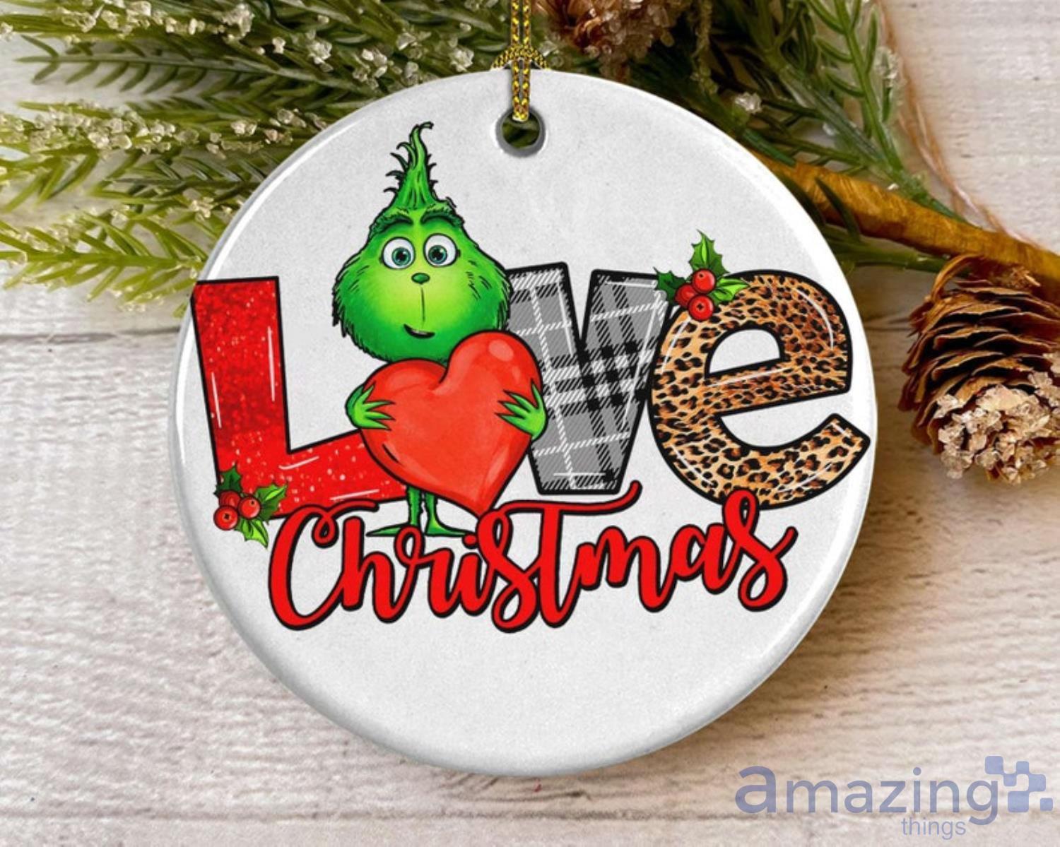 Love Christmas Cute Grinch With Heart Ornament Grinch Christmas Ornament Product Photo 1