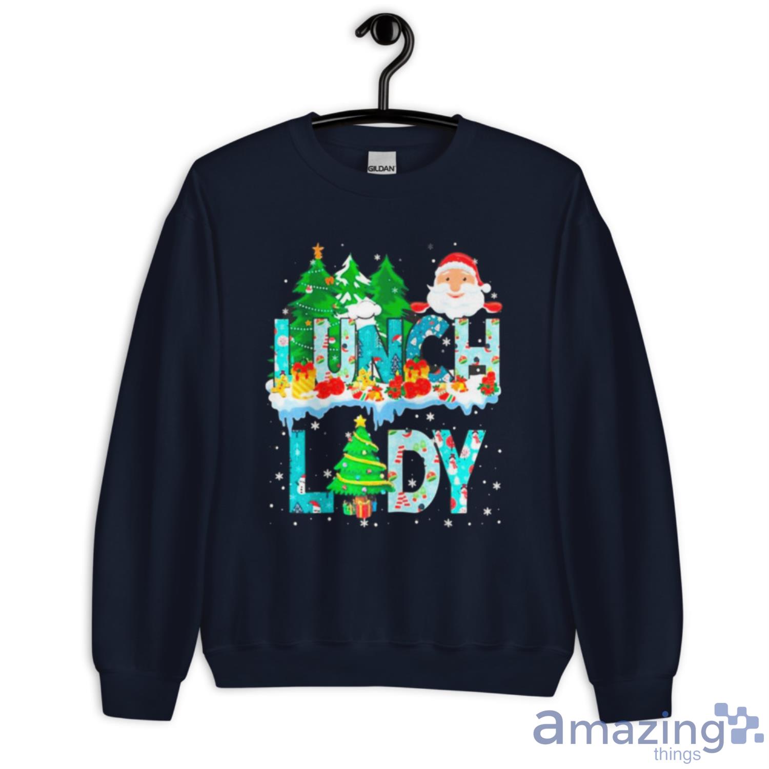 Lunch Lady Christmas Tree Santa Matching Xmas Family Pajama Shirt image Lunch Lady Christmas Tree Santa Matching Xmas Family Pajama Shirt - Unisex Crewneck Sweatshirt-1