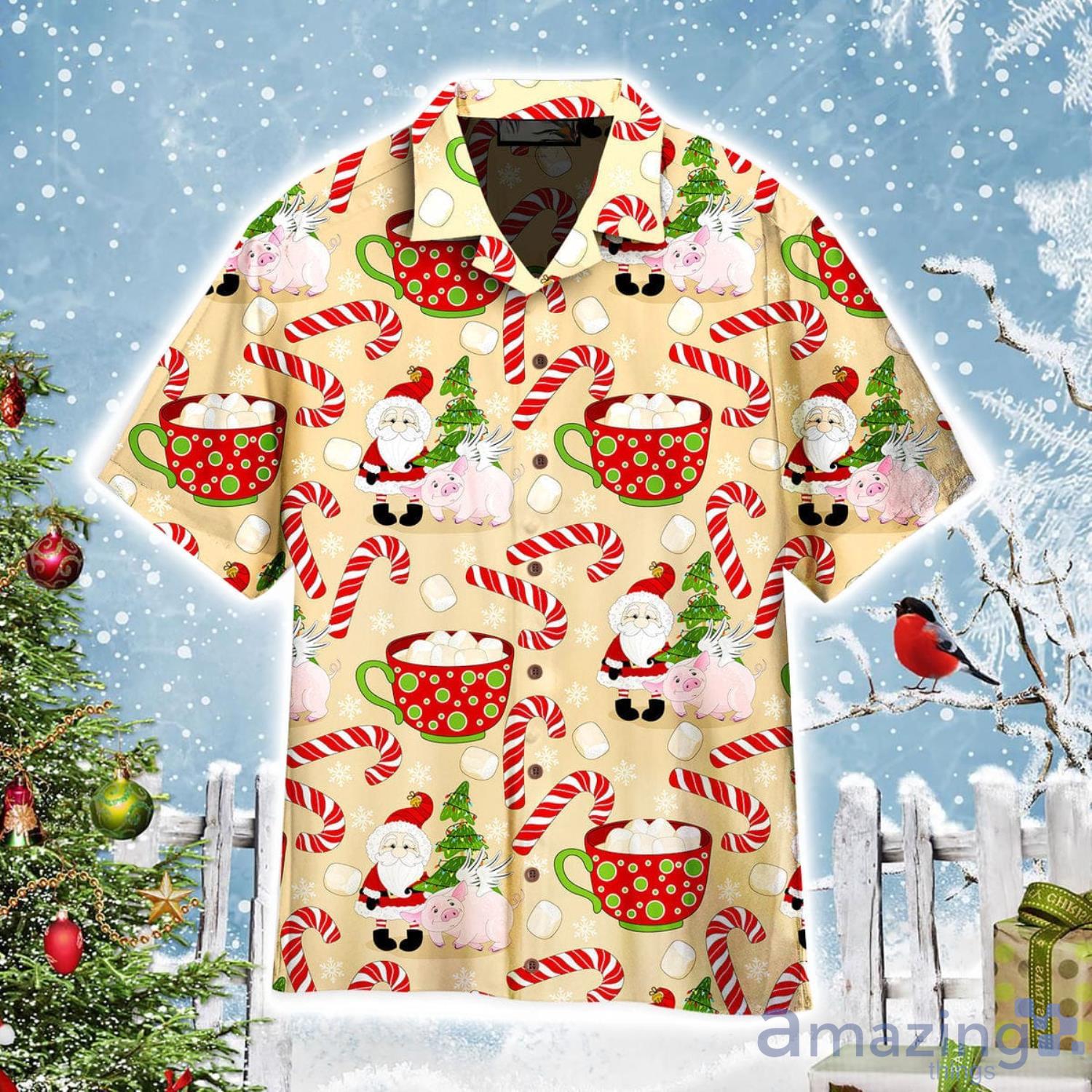 Magical Christmas Pig With Santa Pattern Aloha Cute Christmas Gift Cute Christmas Gift Hawaiian Shirt Product Photo 1