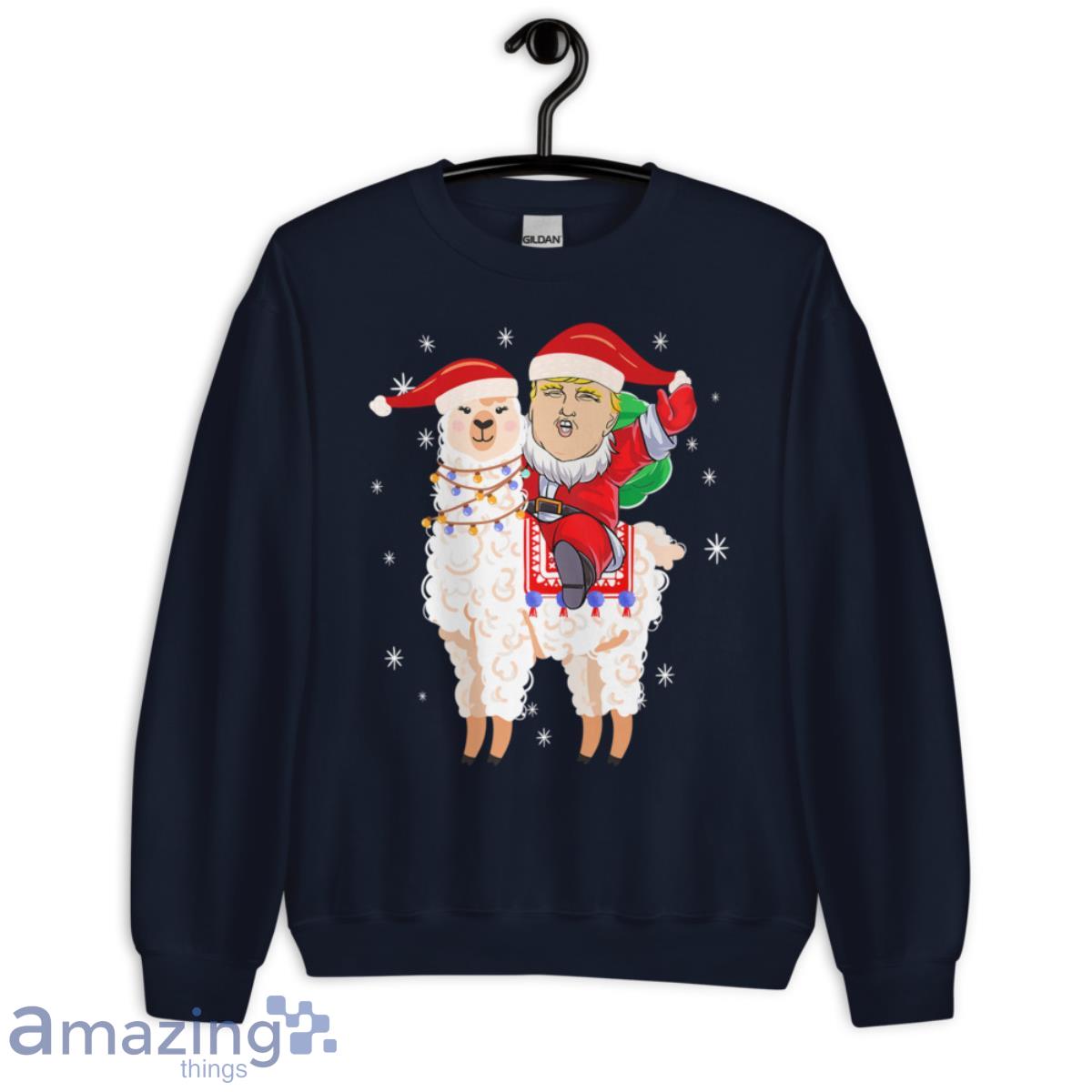 Make Christmas Great Again Santa Trump Ride Llama Xmas Party Shirt image Make Christmas Great Again Santa Trump Ride Llama Xmas Party Shirt - Unisex Crewneck Sweatshirt-1