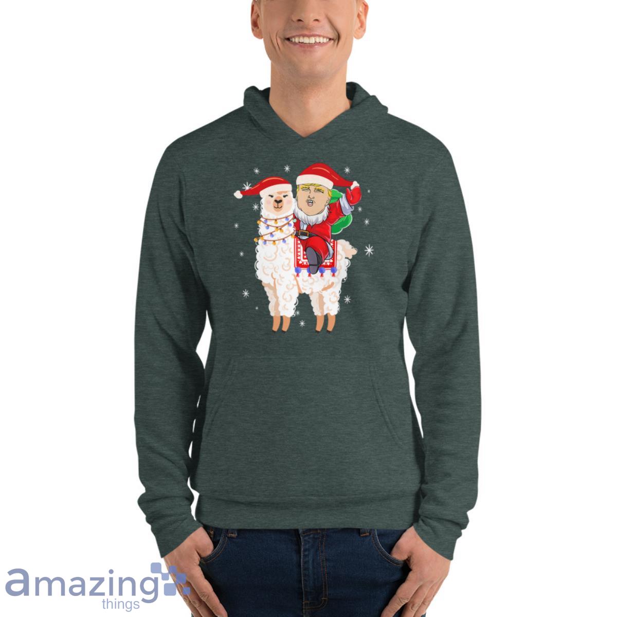 Make Christmas Great Again Santa Trump Ride Llama Xmas Party Shirt image Make Christmas Great Again Santa Trump Ride Llama Xmas Party Shirt - Unisex Fleece Pullover Hoodie-1