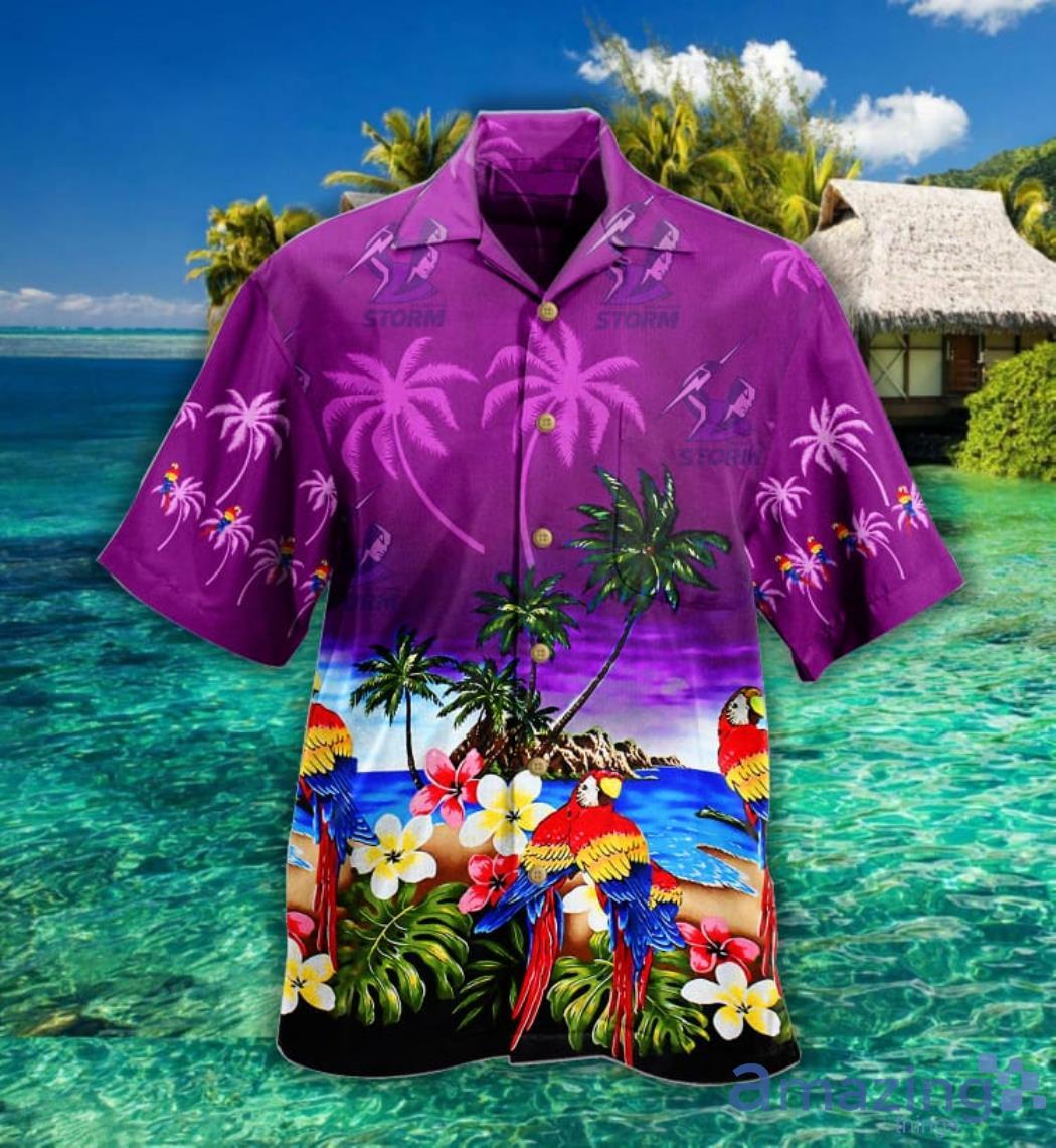 Melbourne Storm Nrl Parrot Aloha Hawaiian Shirt For Fans Product Photo 1