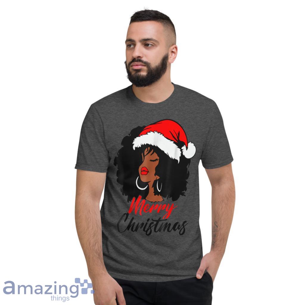 Black African Girl American Melanin Christmas Santa Hat Christmas Shirt image Black African Girl American Melanin Christmas Santa Hat Christmas Shirt