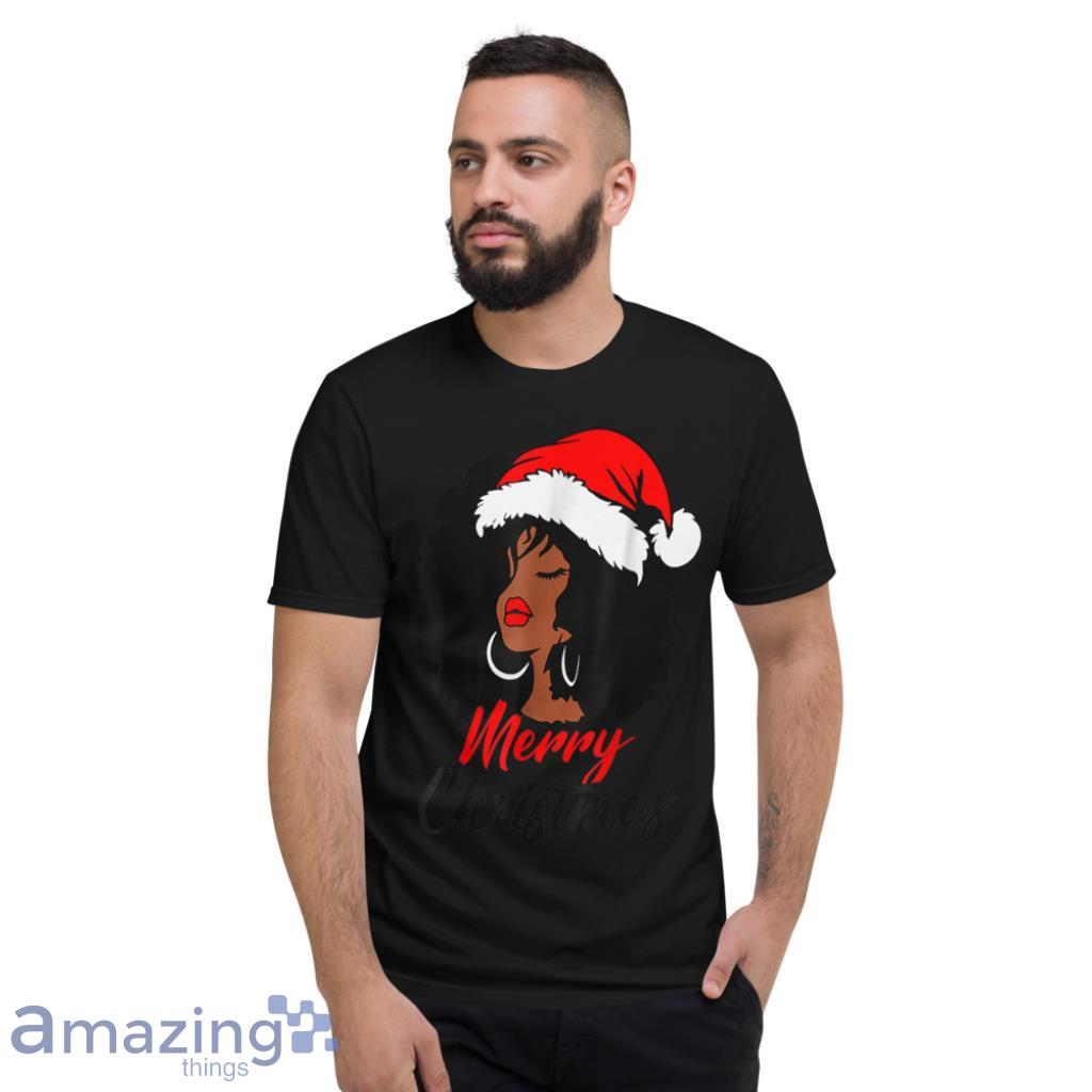 Black African Girl American Melanin Christmas Santa Hat Christmas Shirt image Black African Girl American Melanin Christmas Santa Hat Christmas Shirt