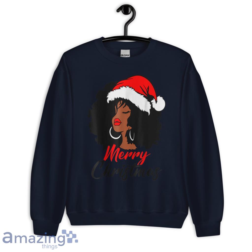 Black African Girl American Melanin Christmas Santa Hat Christmas Shirt image Black African Girl American Melanin Christmas Santa Hat Christmas Shirt