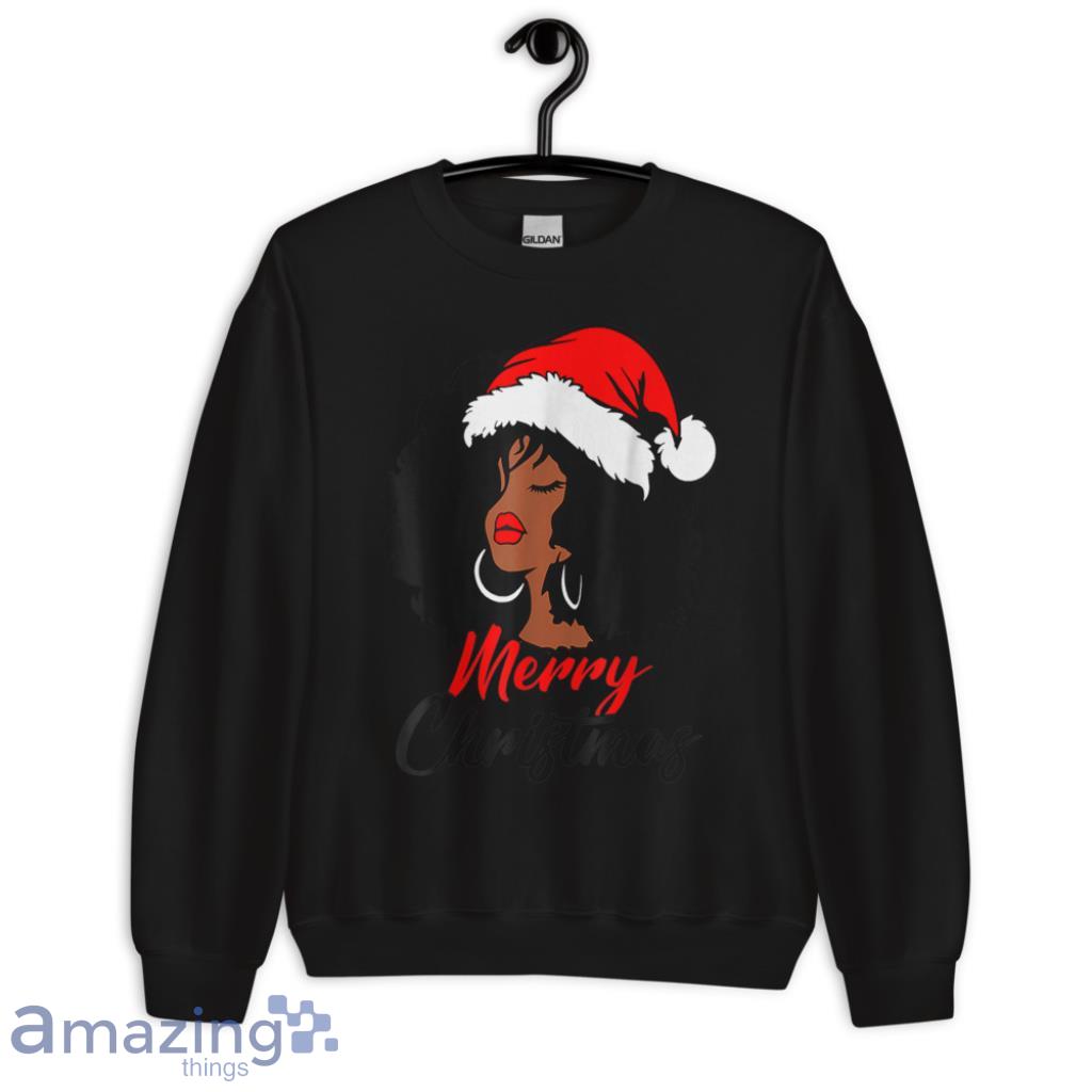 Black African Girl American Melanin Christmas Santa Hat Christmas Shirt image Black African Girl American Melanin Christmas Santa Hat Christmas Shirt
