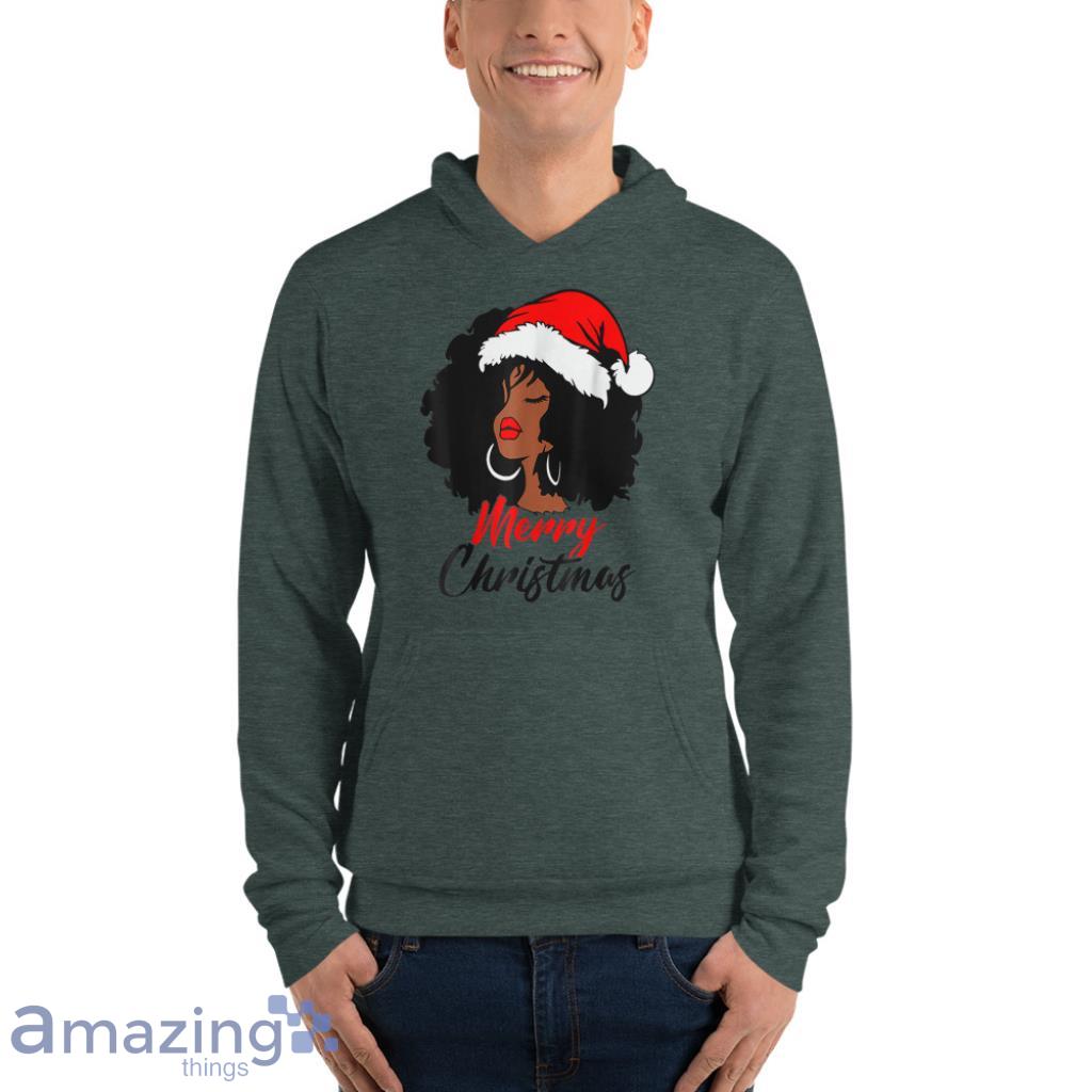 Black African Girl American Melanin Christmas Santa Hat Christmas Shirt image Black African Girl American Melanin Christmas Santa Hat Christmas Shirt
