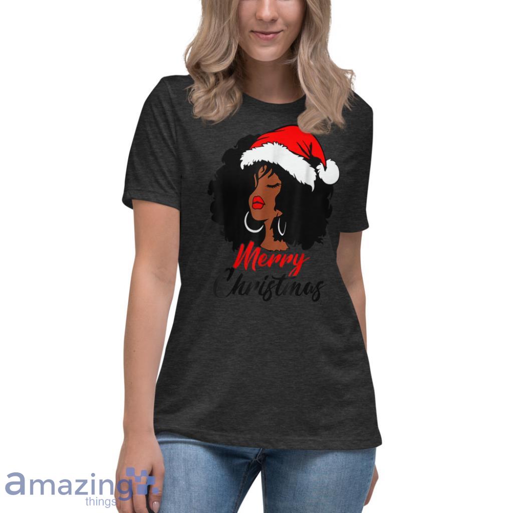 Black African Girl American Melanin Christmas Santa Hat Christmas Shirt image Black African Girl American Melanin Christmas Santa Hat Christmas Shirt