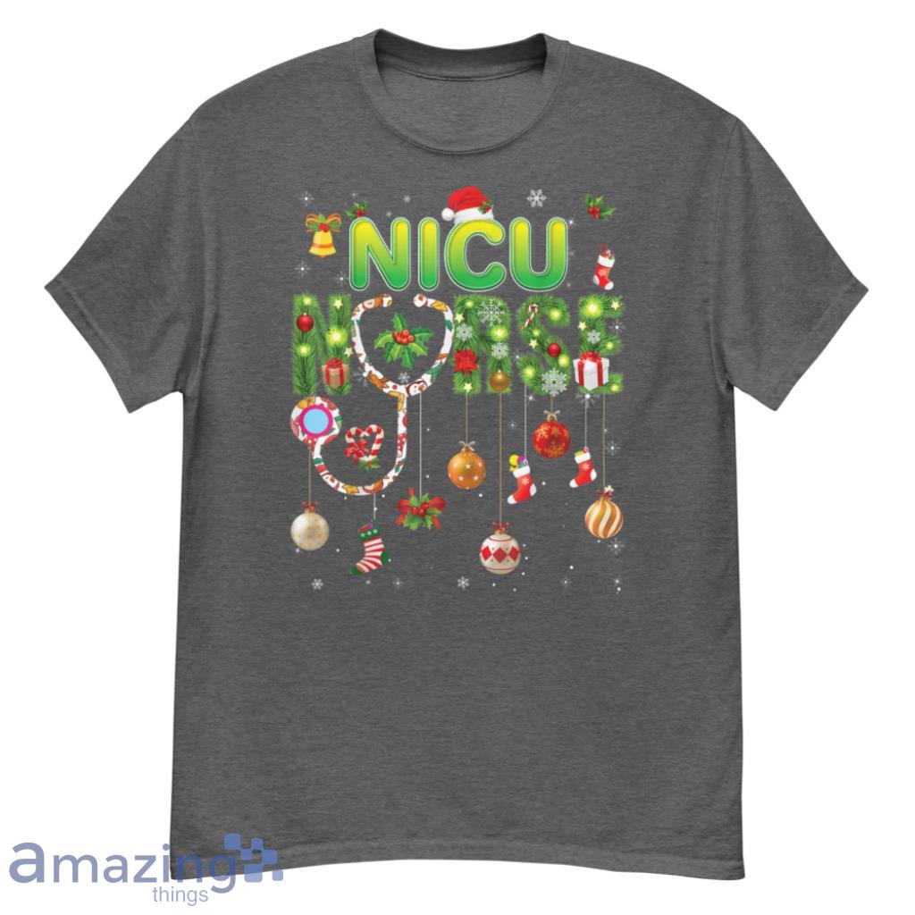 Merch_Christmas NICU Nurse Pine Tree Xmas Ornament Sweater Ugly T-Shirt - G500 Men’s Classic T-Shirt-1