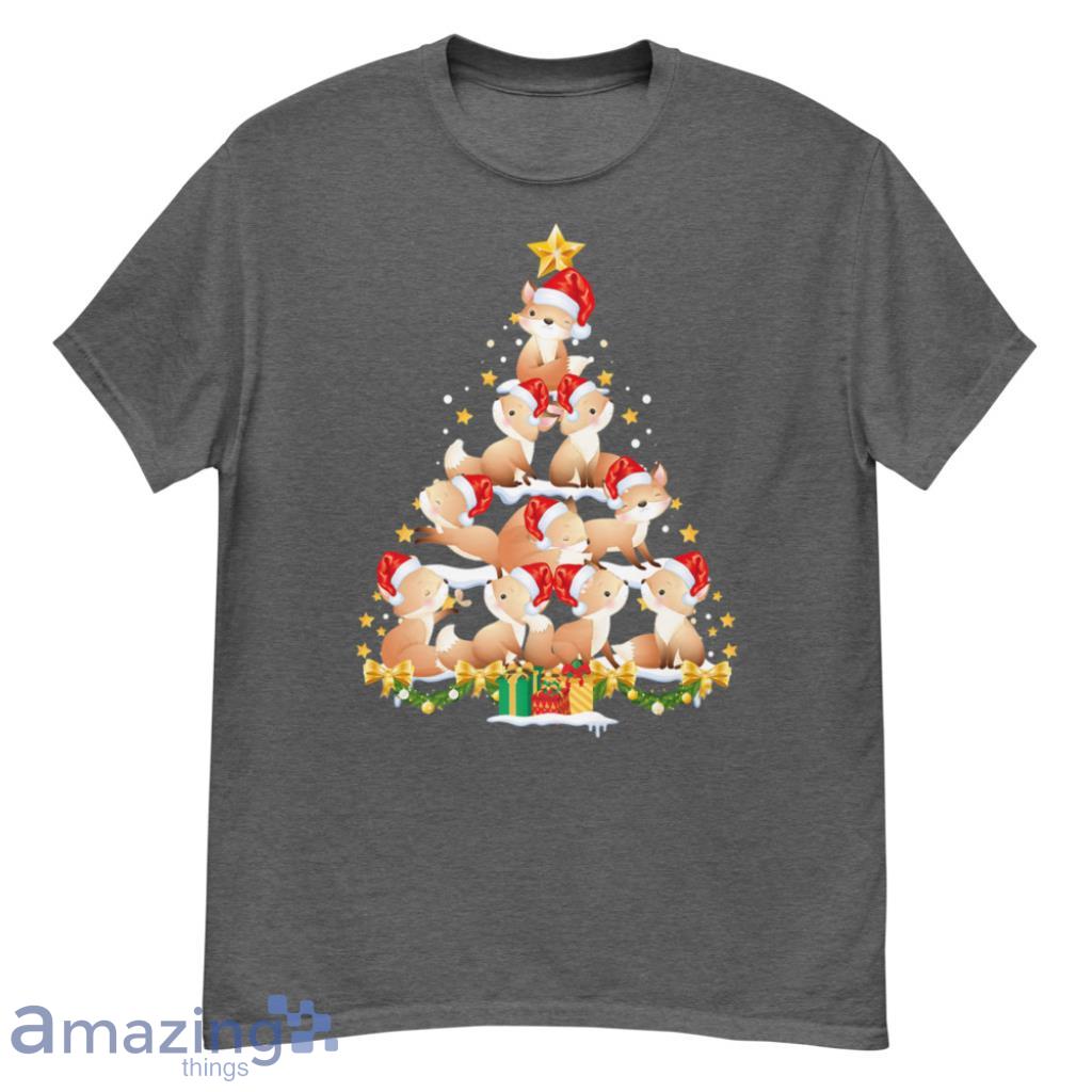 Merch_Fox Christmas Tree Lights Funny Xmas Family Matching Pajamas Premium T-Shirt - G500 Men’s Classic T-Shirt-1