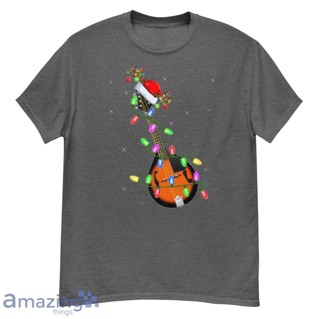 Merch_Mandolin Music Lover Xmas Lighting Santa Mandolin Christmas Premium T-Shirt - G500 Men’s Classic T-Shirt-1