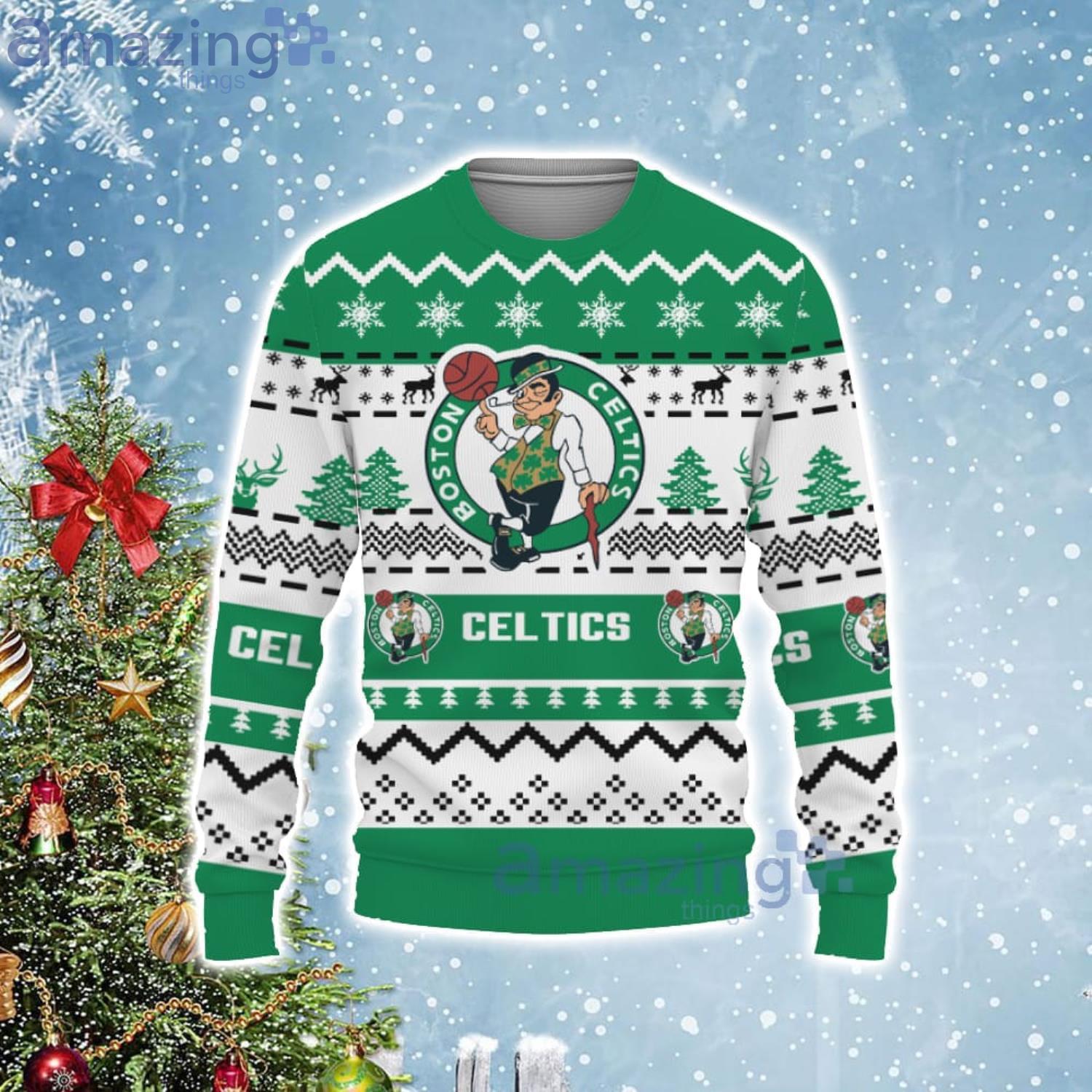 Merry Christmas Snow Pattern Funny Cute Boston Celtics Ugly Christmas  Sweater