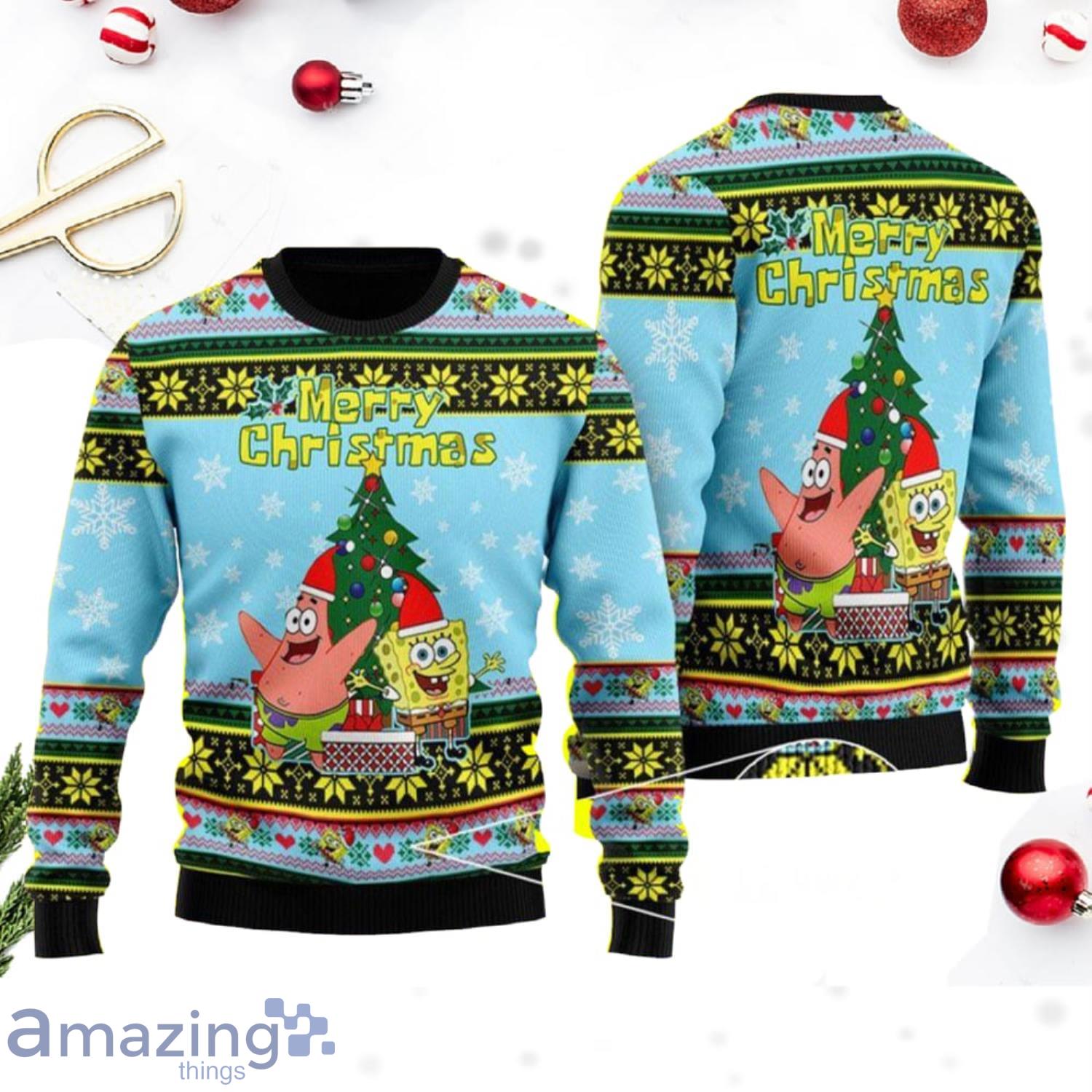 Merry Christmas Spongebob Christmas Ugly Sweater Product Photo 1 Merry Christmas Spongebob Christmas Ugly Sweater Product Photo 1