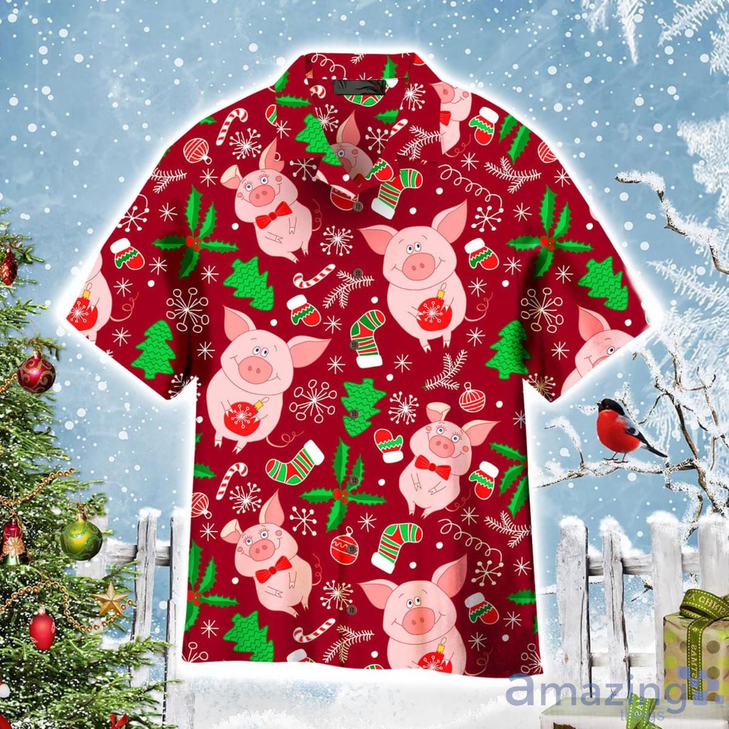 Merry Pigmas Christmas Pattern Aloha Cute Christmas Gift Cute Christmas Gift Hawaiian Shirt Product Photo 1