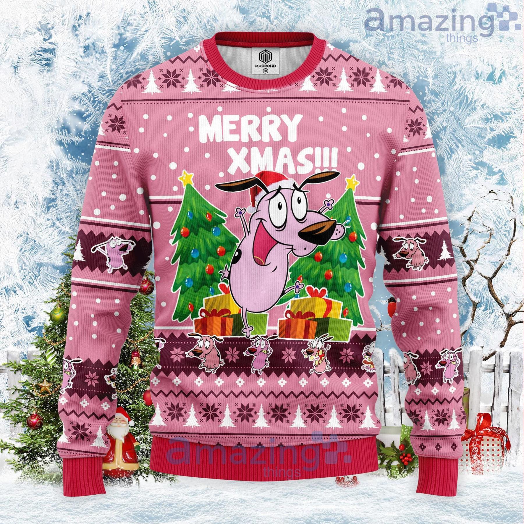 Merry Xmas Couage The Cowardly Ugly Christmas Sweater Product Photo 1