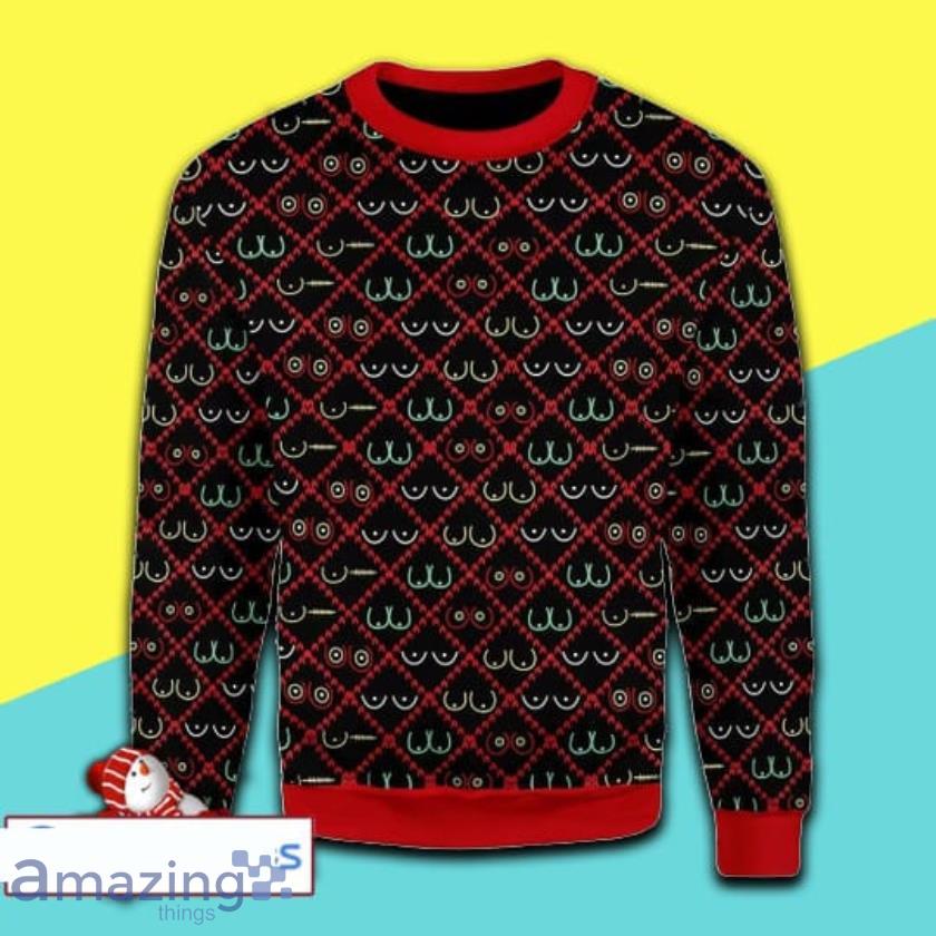 Merry Xmas Funny Boobs Party Full Print Ugly Christmas Sweater Product Photo 1