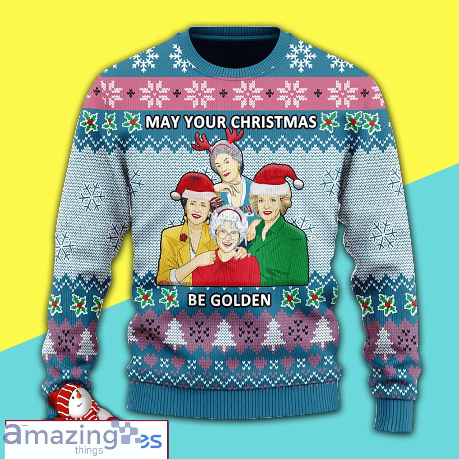 Merry Xmas May Your Christmas Be Golden Awesome Full Print Ugly Christmas Sweater Product Photo 1