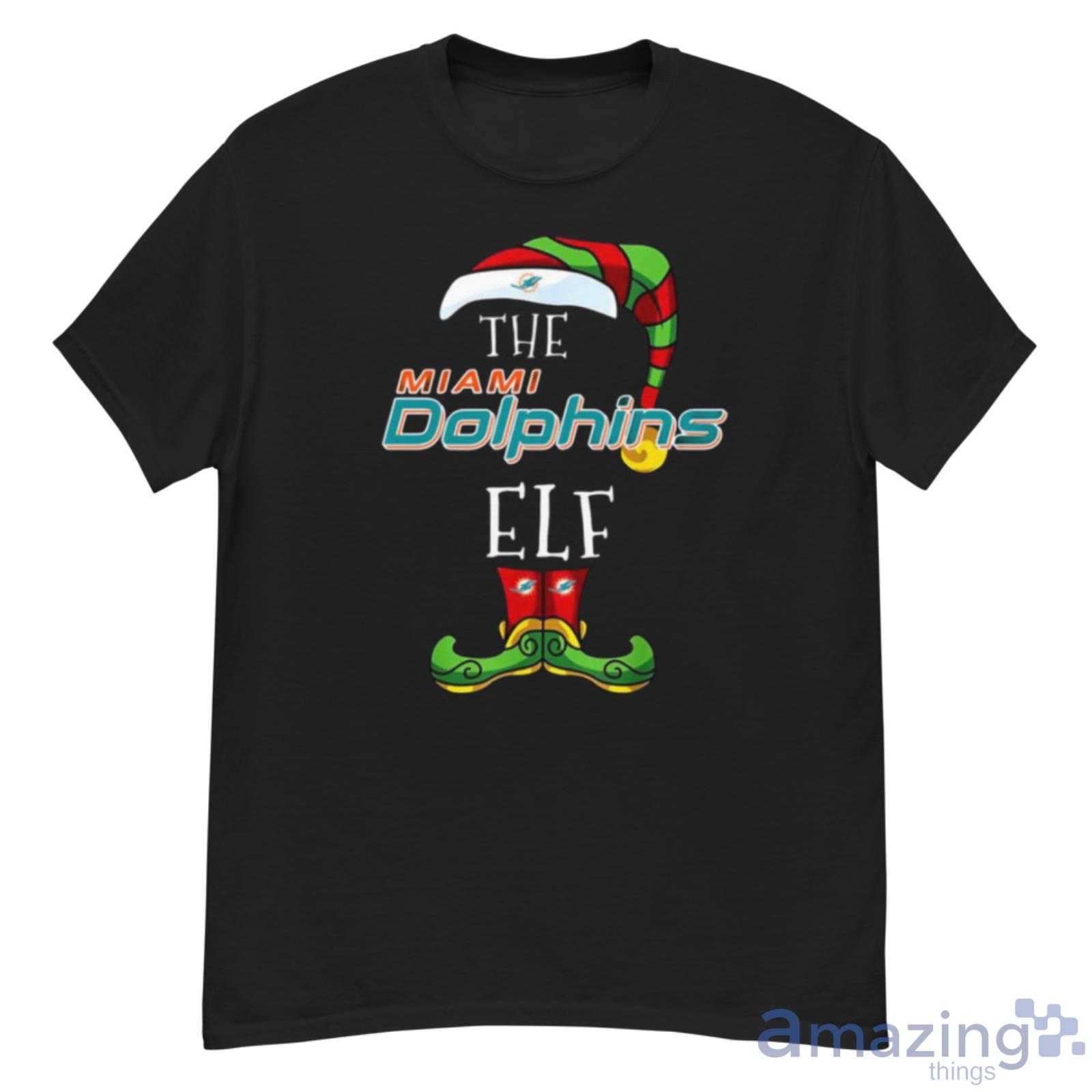 Miami Dolphins Christmas ELF Funny NFL Women's V-Neck T-Shirt