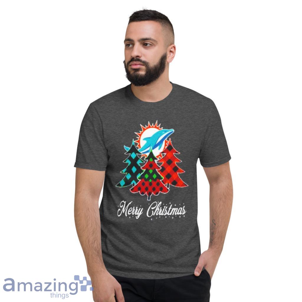 Merry Christmas Miami Dolphins Black T- Shirt Xmas Gift Size S to 3XL