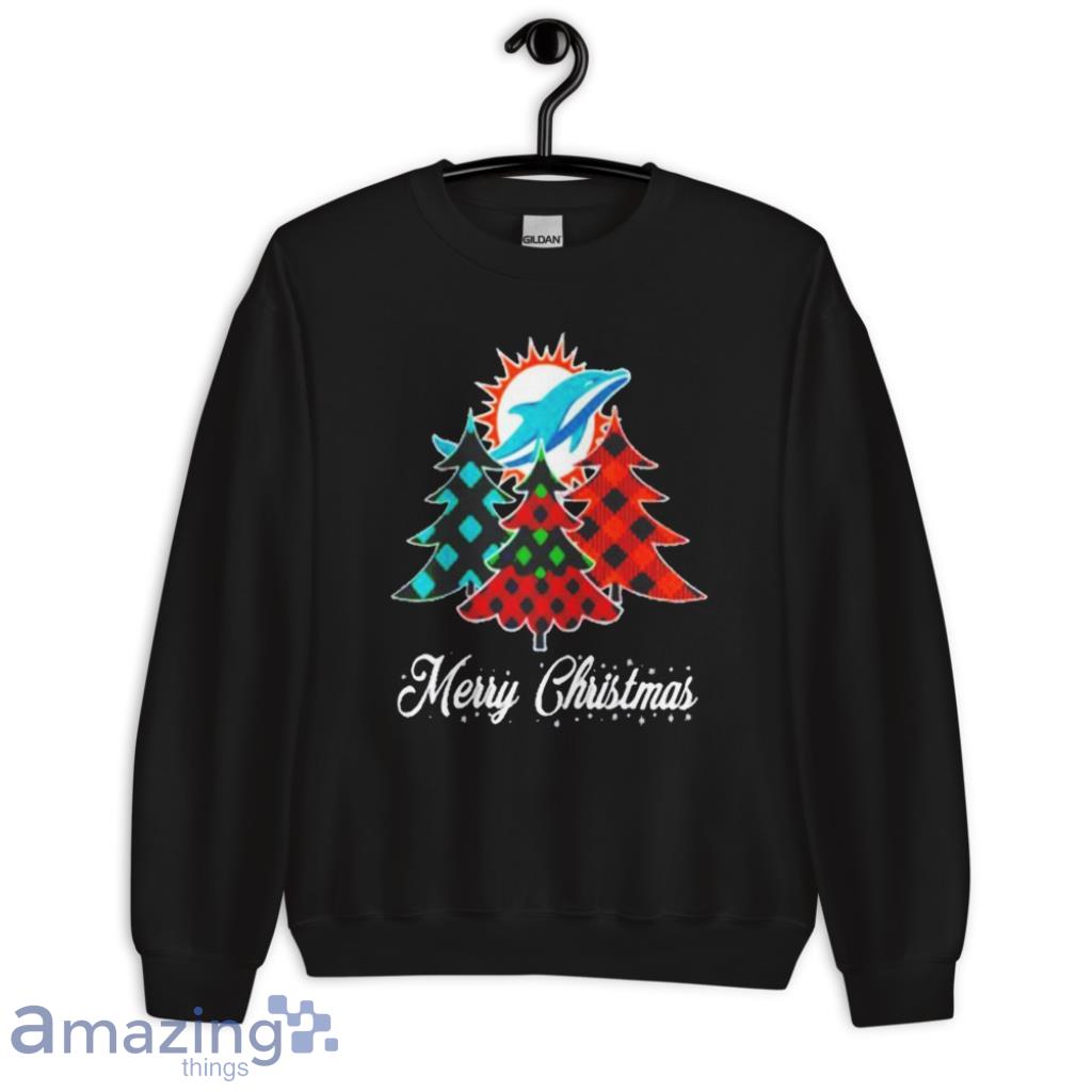 Merry Christmas Miami Dolphins Black T- Shirt Xmas Gift Size S to 3XL