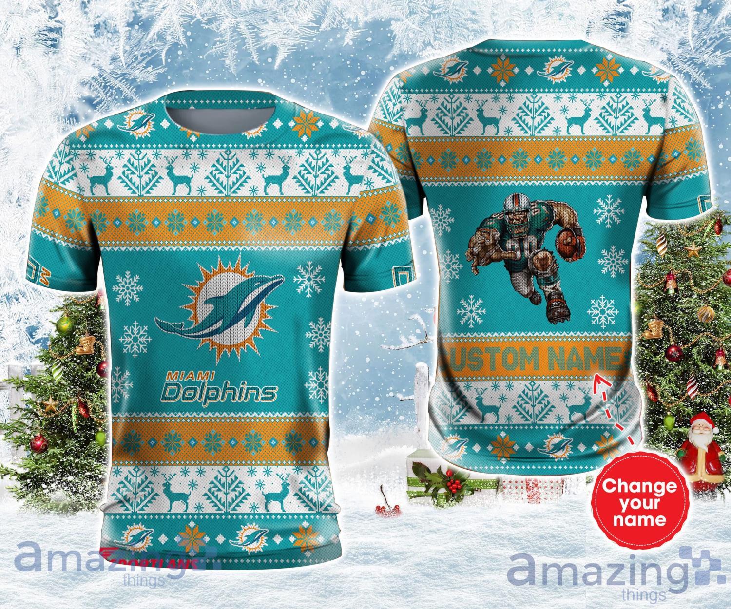 Miami Dolphins Nfl Custom Name And Number T-Shirt Sweatshirt Hoodie 3D All  Over Print Shirt