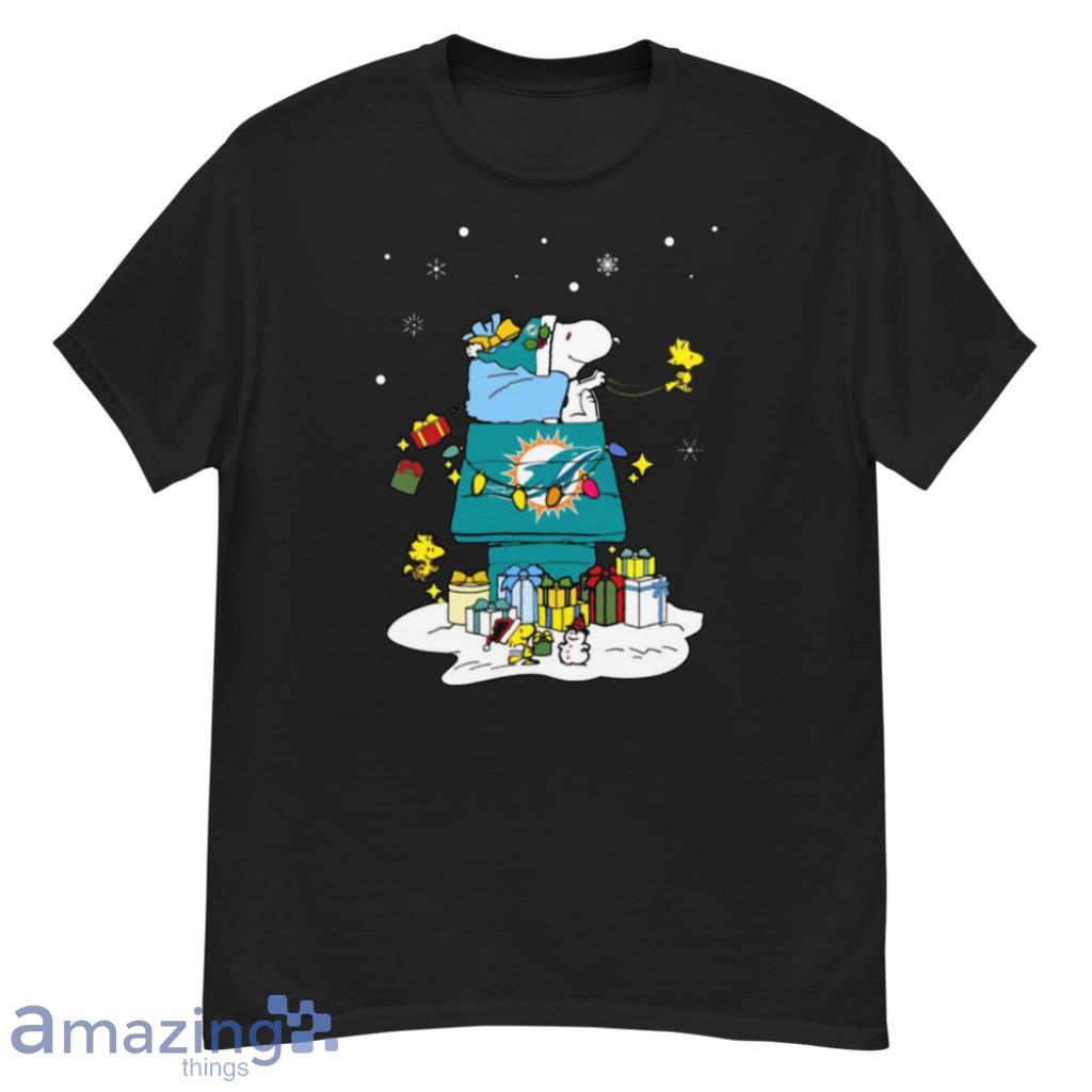 Miami Dolphins Santa Snoopy Wish You A Merry Christmas Shirt