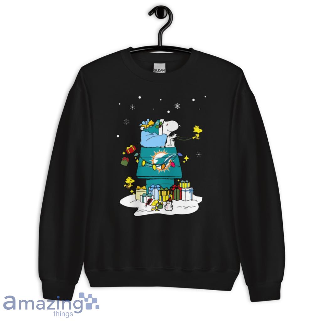 Miami Dolphins Santa Snoopy Wish You A Merry Christmas Shirt