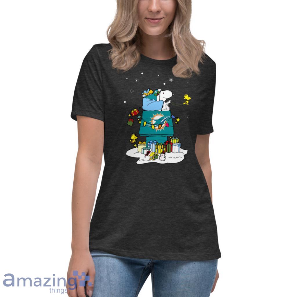 Miami Dolphins Santa Snoopy Wish You A Merry Christmas Shirt