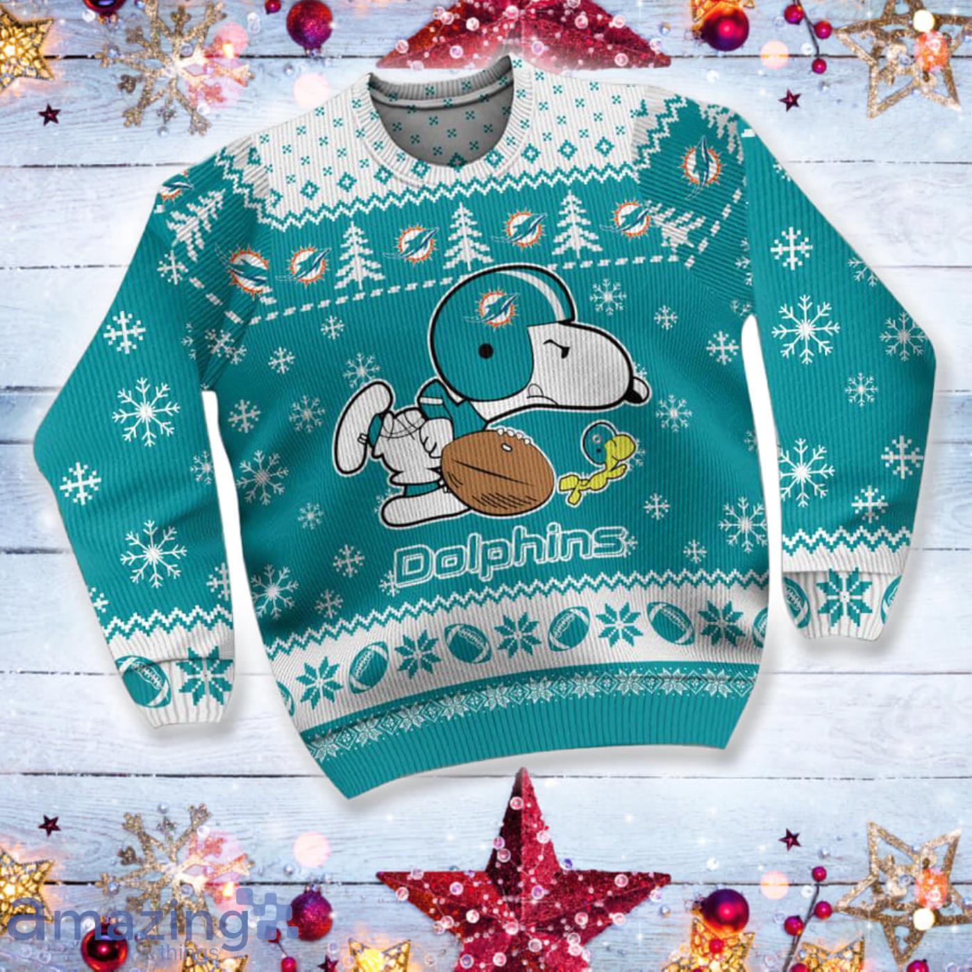 Miami Dolphins Snoopy NFL Christmas Ugly Sweater Gift For Fans Product Photo 1