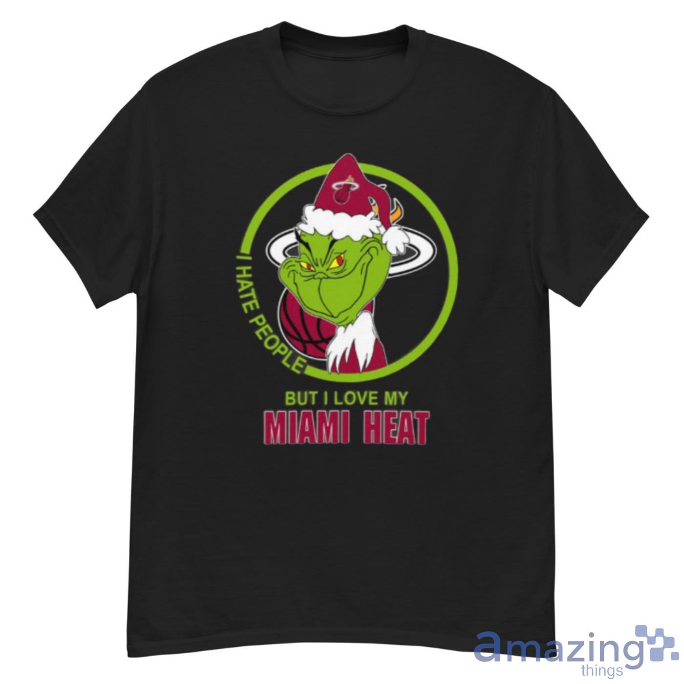 Miami Heat NBA Christmas Grinch I Hate People But I Love My Favorite Basketball Team Shirt - G500 Men’s Classic T-Shirt