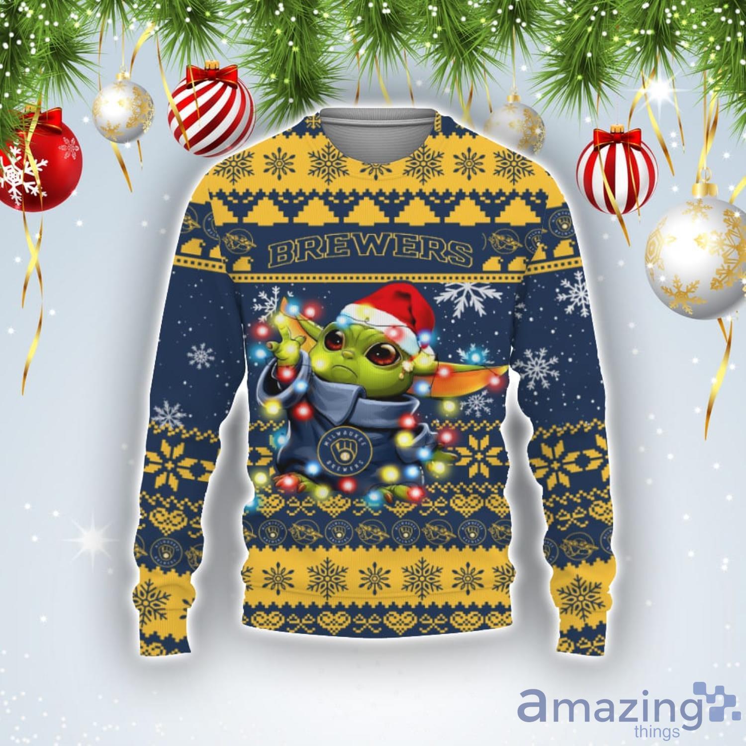Milwaukee Brewers Baby Yoda Star Wars Sports Football American Ugly Christmas Sweater Product Photo 1