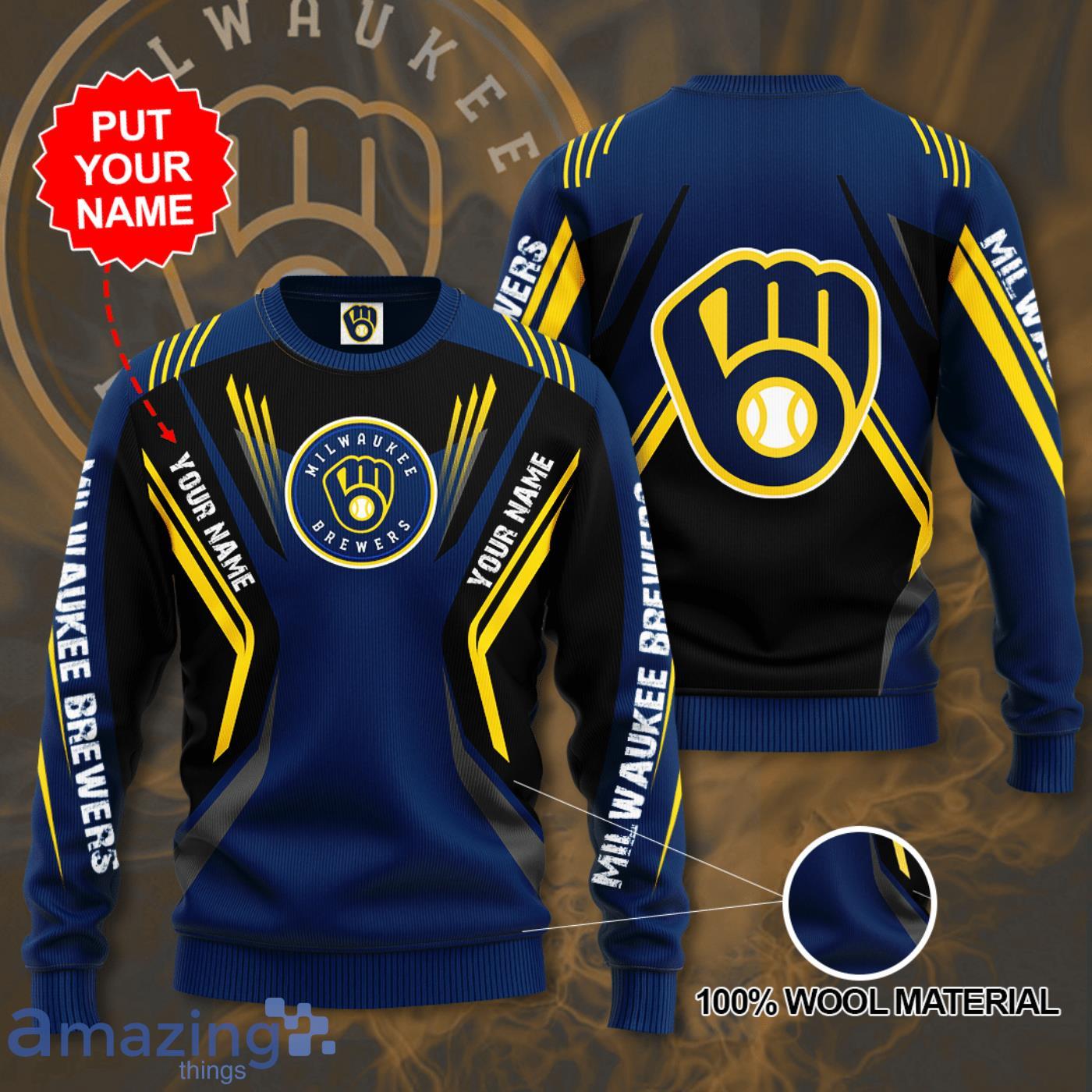 Milwaukee Brewers Custom Name Sweater Product Photo 1 Milwaukee Brewers Custom Name Sweater Product Photo 1
