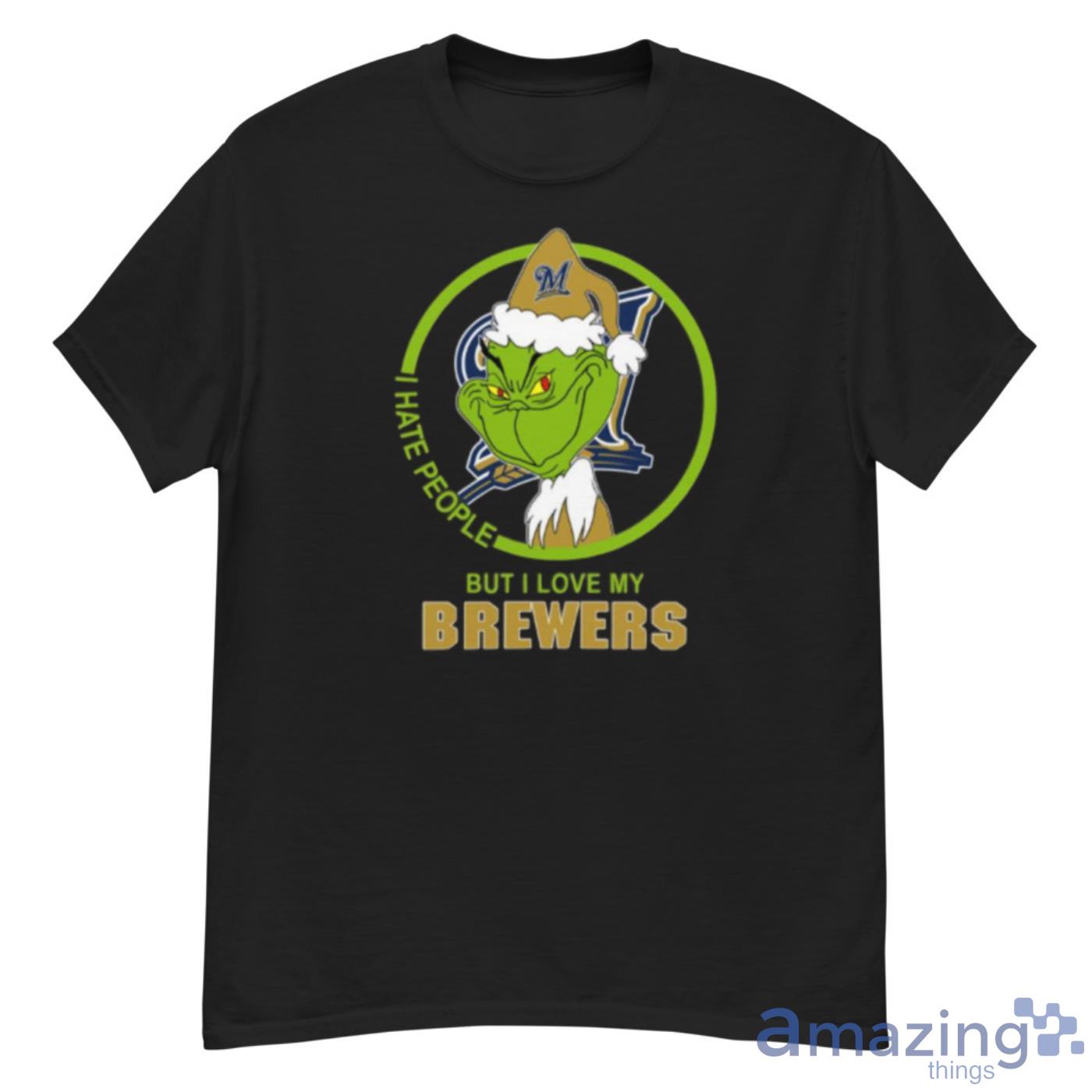 Milwaukee Brewers MLB Christmas Grinch I Hate People But I Love