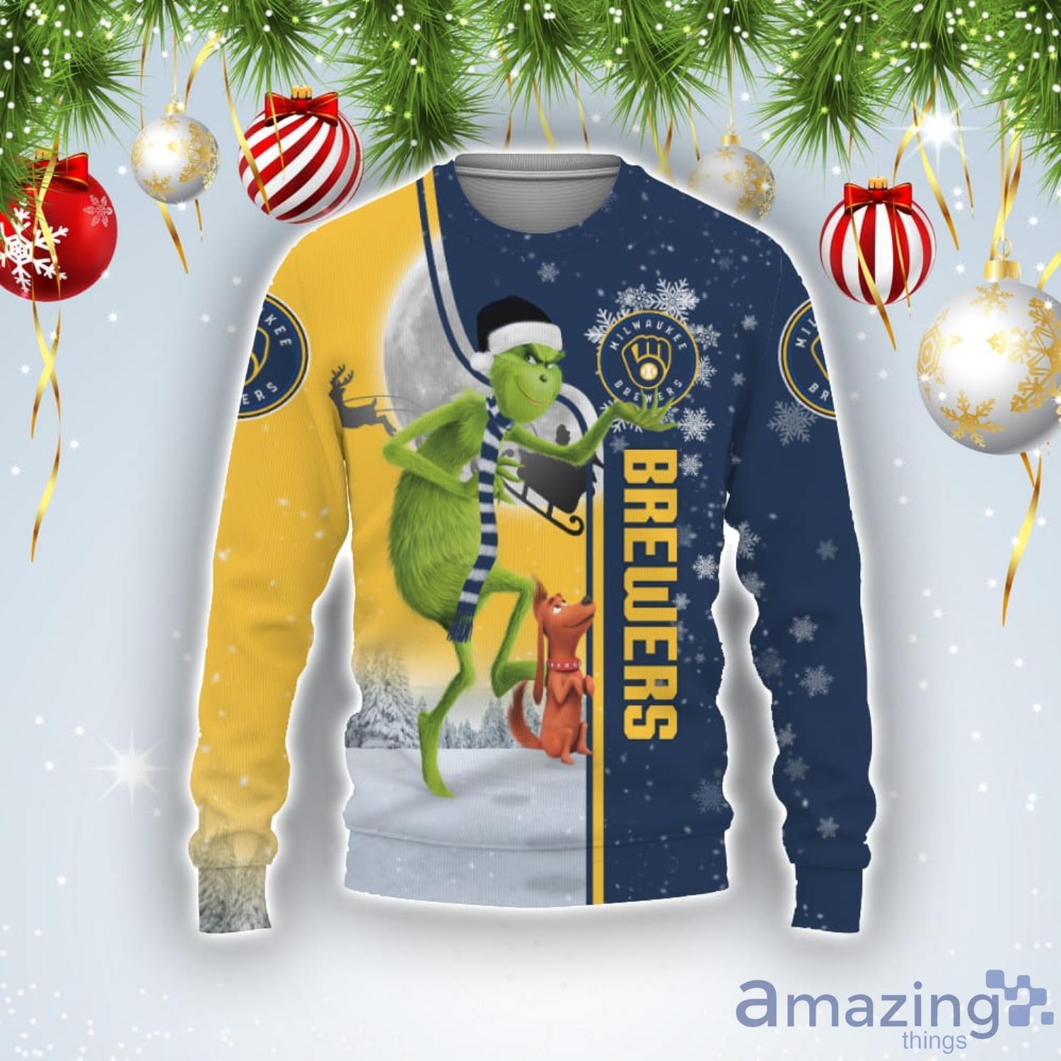 Milwaukee Brewers Funny Grinch Christmas Ugly Sweater - Shibtee