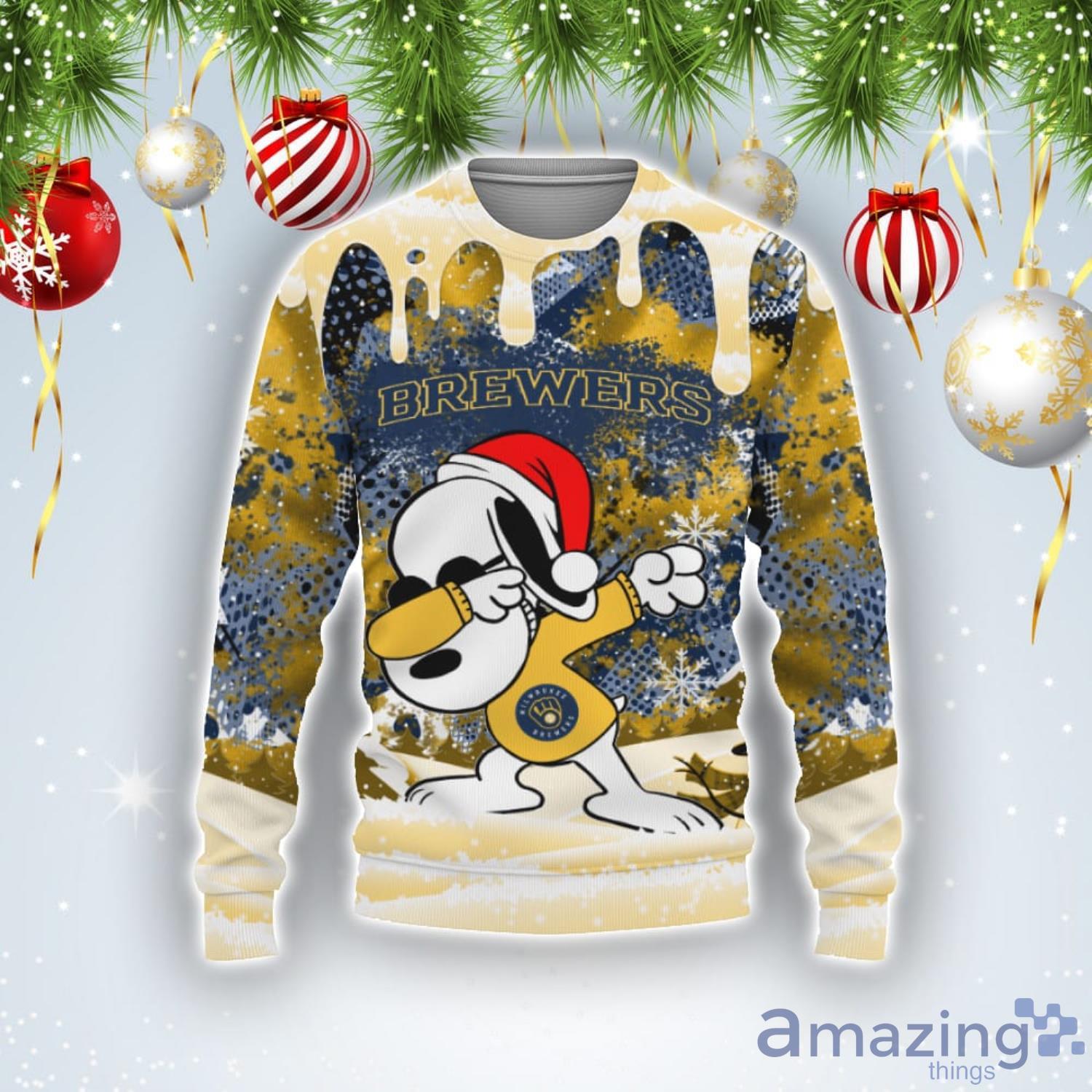 Milwaukee Brewers Snoopy Dabbing The Peanuts Sports Football American Ugly Christmas Sweater Product Photo 1