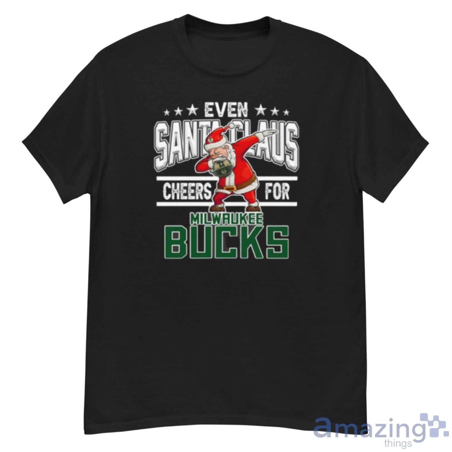 Milwaukee Bucks Even Santa Claus Cheers For Christmas NBA Shirt For Fans - G500 Men’s Classic T-Shirt
