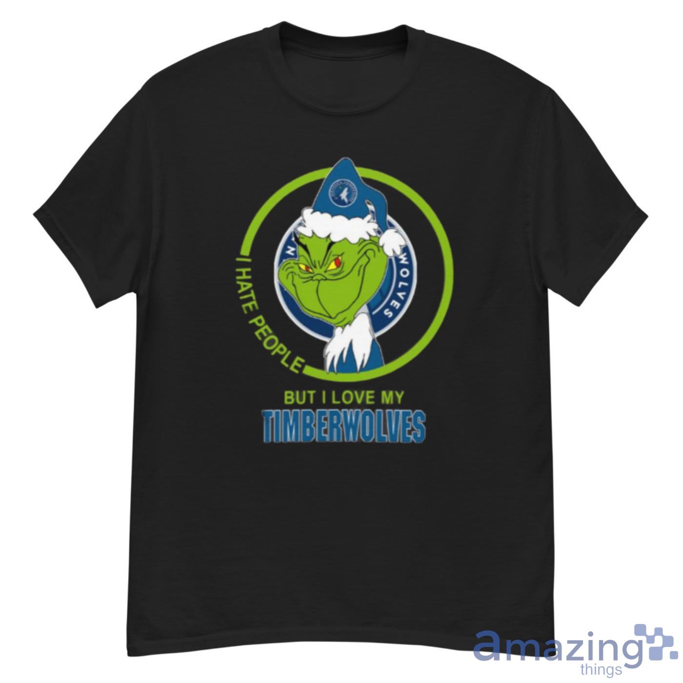 Minnesota Timberwolves NBA Christmas Grinch I Hate People But I Love My Favorite Basketball Team Shirt - G500 Men’s Classic T-Shirt