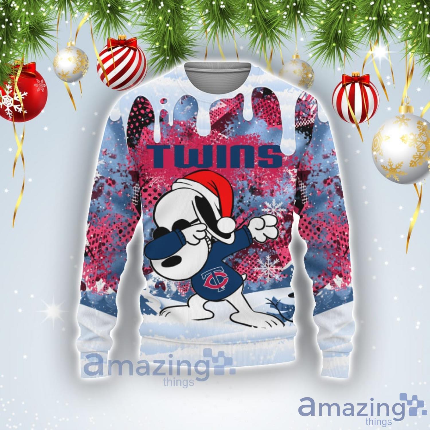 Minnesota Twins Snoopy Dabbing The Peanuts Sports Football American Ugly Christmas Sweater Product Photo 1