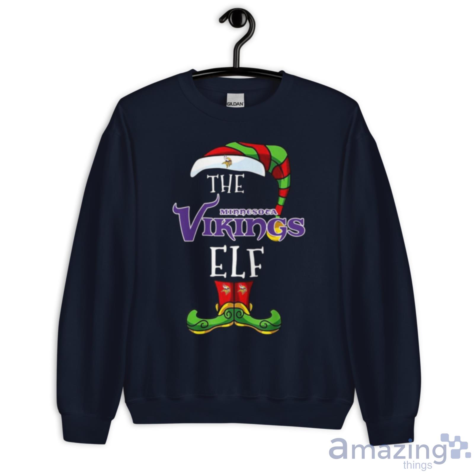 Minnesota Vikings Christmas Elf Funny Nfl Shirt image Minnesota Vikings Christmas Elf Funny Nfl Shirt - Unisex Crewneck Sweatshirt-1
